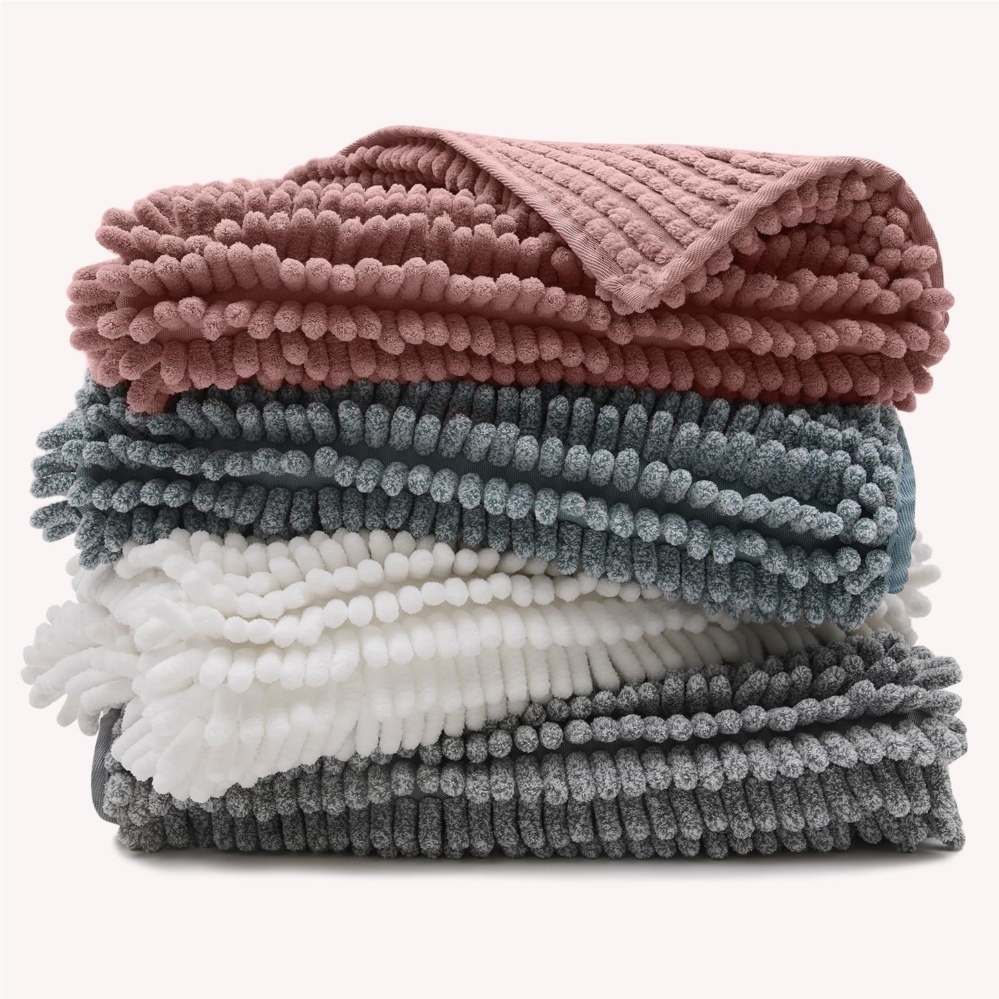 FRESHMINT Chenille Bathroom Rugs Mat 24"x17", Non-Slip Bath Mat for Bathroom Floor & Bathtub, Washable Soft Shower Shag Bath Rugs, Fluffy Thick Water Absorbent Microfiber Shower Mat, Sage Green BST220