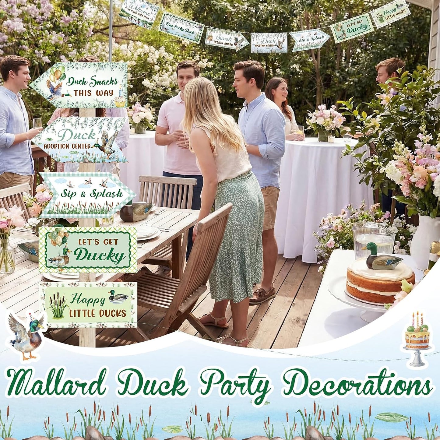 Skylety 20 Pieces Mallard Duck Party Decorations Duck Hunting Birthday Direction Signs Decor For Mallard Hunter Party Supplies Accessories BST202
