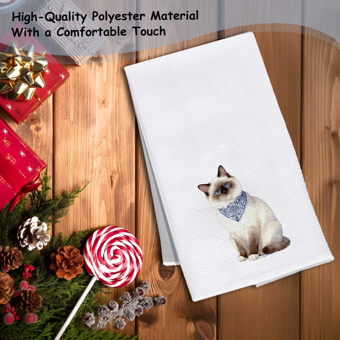 Blue and White Chinoiserie Orange Cat Bathroom Hand Towels, Orange Cat Gifts, Funny Oriental Kitty Decorative Hand Towels Bathroom Restroom Washroom Yoga Spa Zen Decor, 16x24 Inch BST326L