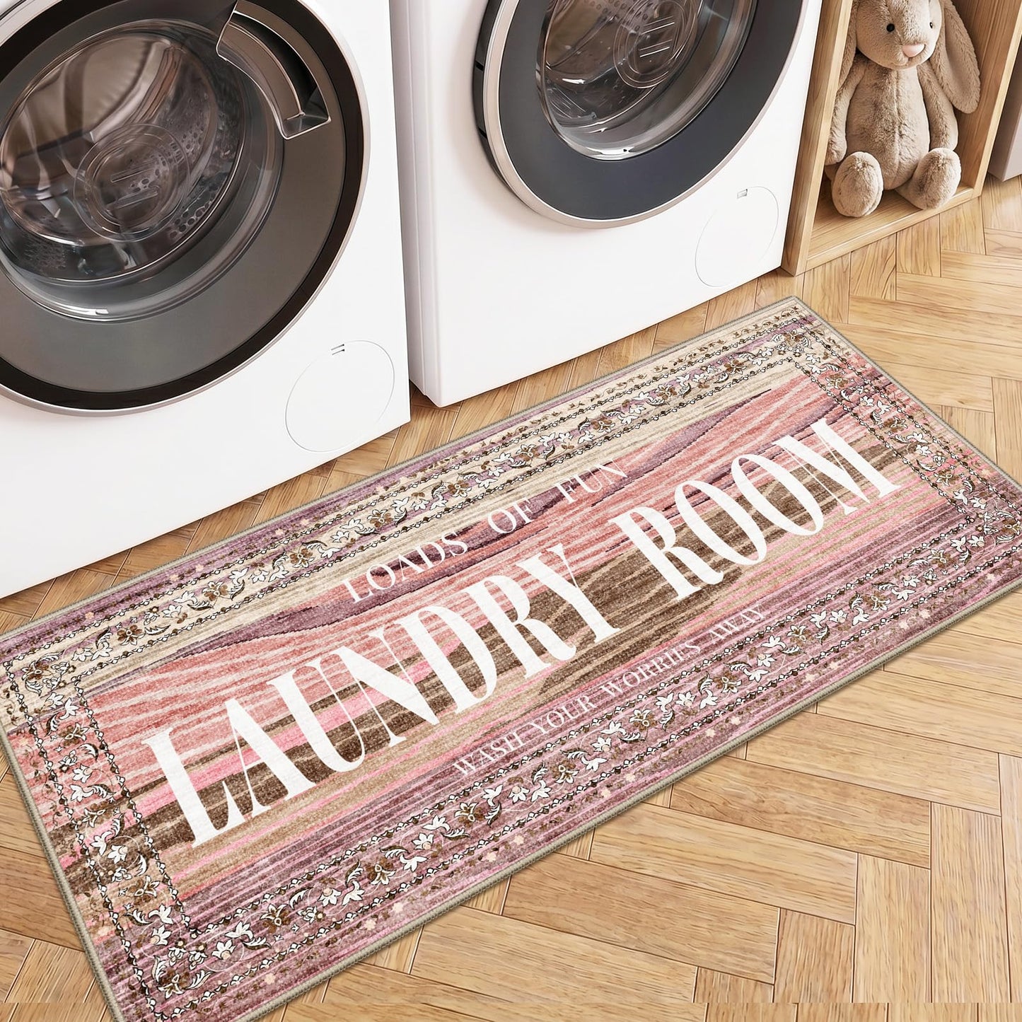 TOPRUUG 2x8 Kitchen Runner Rug: Non-Slip Kitchen Rugs Stain Resistant Kitchen Mats for Floor Low-Pile Carpet for Sink Soft Kitchen Runners Non Skid Washable 8 ft Mat Home Decor 2'x8' Beige BST202