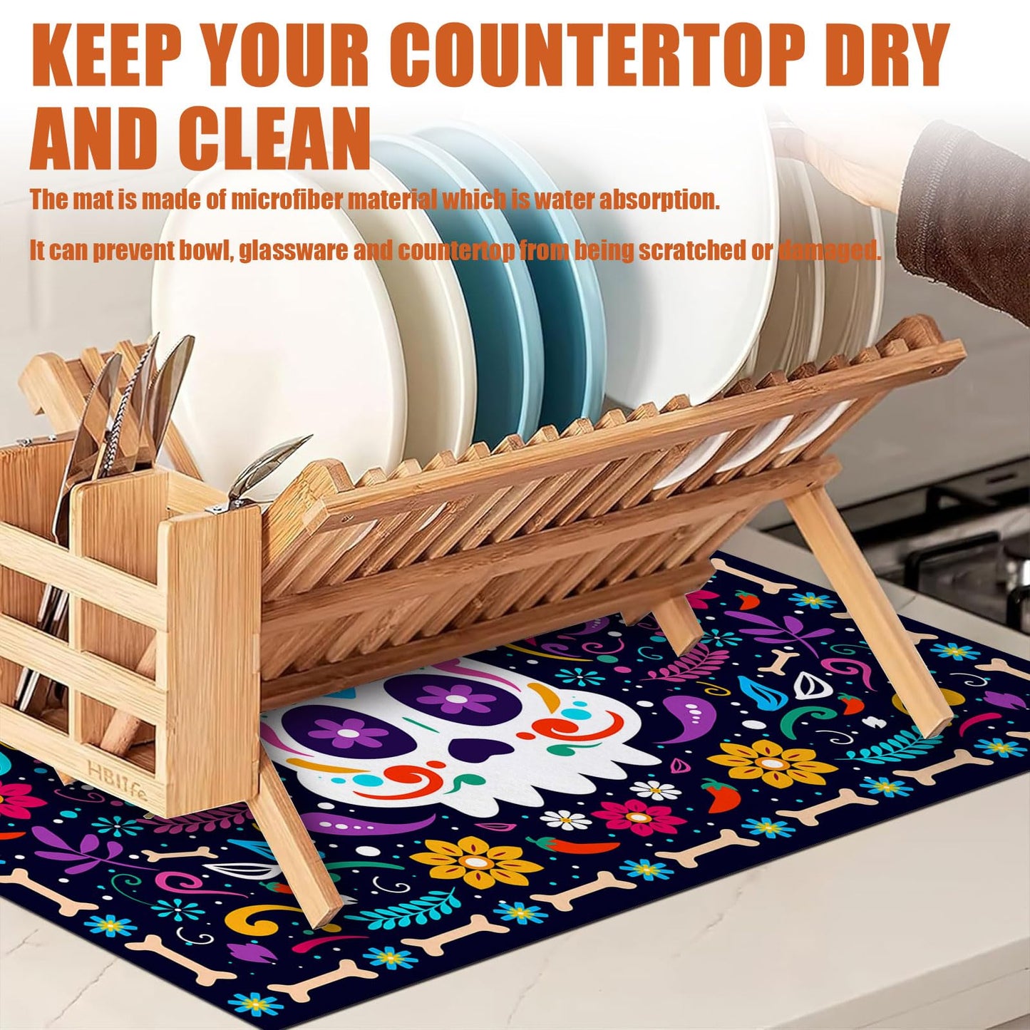 Brown Leopard Dish Drying Mat for Kitchen Counter Microfiber Absorbent Dish Kitchen Drying Mat Draining Reusable Washable for Dishes/Utensils/Counterto BST220