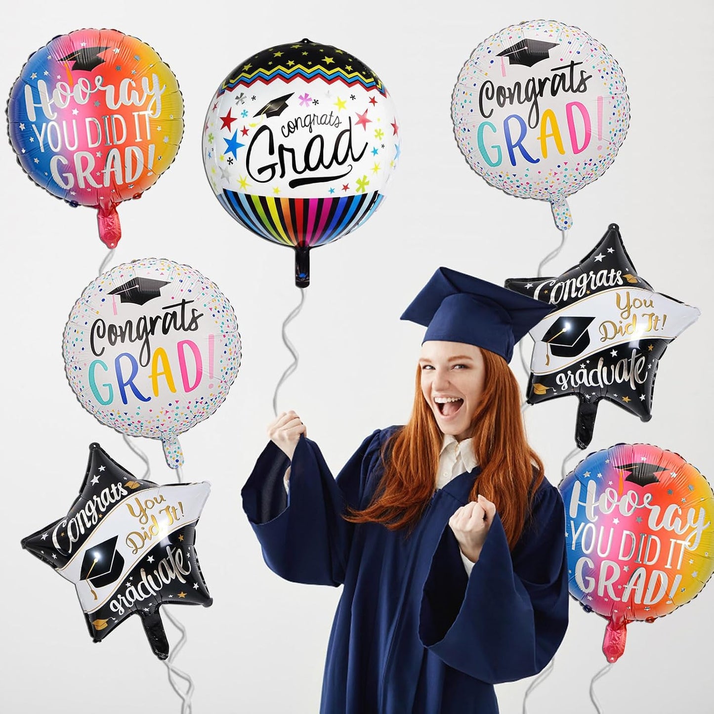 Congrats Grad Balloons - 4D Graduation Balloons for Graduation Decorations 2026 - Grad Balloon for Class of 2026 Decorations - Congrats Grad Party Decorations Supplies WN420