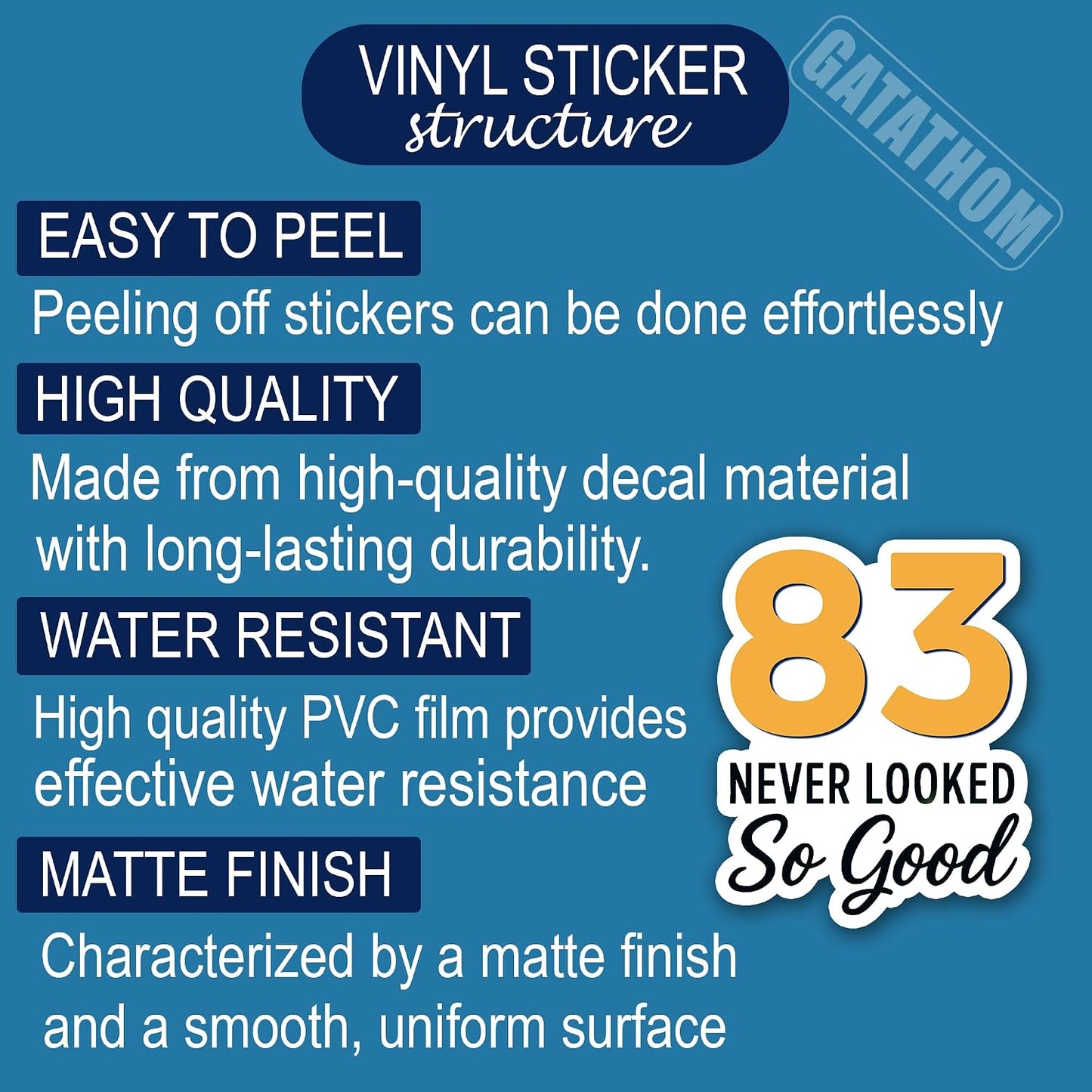 (3PCS) 83 Never Looked So Good Sticker – Happy 83th Birthday, Waterproof Vinyl Decals for Party Decor, Scrapbooking, Water Bottles, Laptops, Size 3" x 2.5" BST202