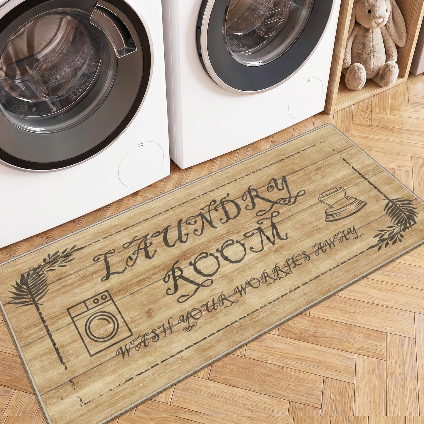 TOPRUUG 2x8 Kitchen Runner Rug: Non-Slip Kitchen Rugs Stain Resistant Kitchen Mats for Floor Low-Pile Carpet for Sink Soft Kitchen Runners Non Skid Washable 8 ft Mat Home Decor 2'x8' Beige BST202