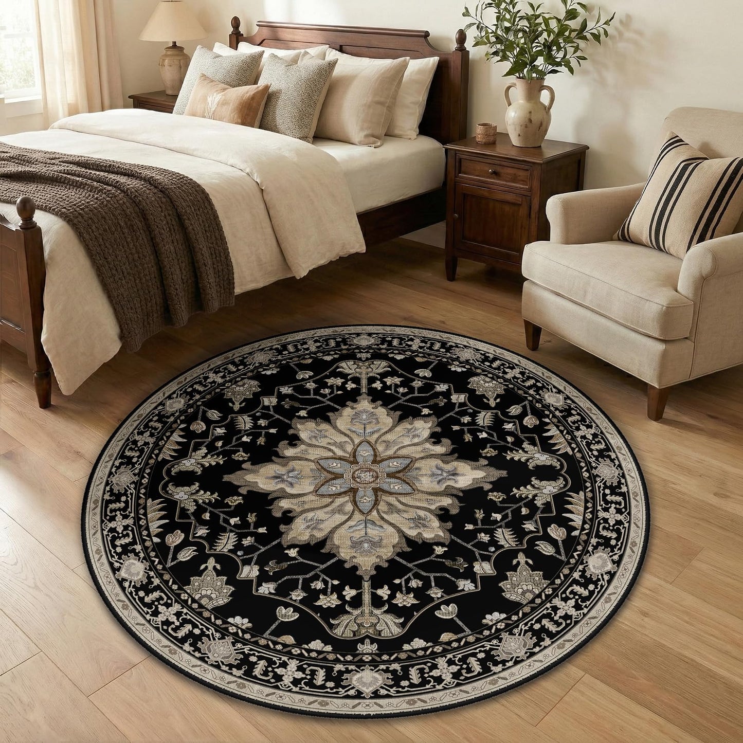 RELEANY Area Rugs Runner 2'x6' Washable Non-Slip, Floral Vintage Distress Medallion Carpet for Kitchen Hallway Bedroom Beside Laundry Room Bathroom, Teal Green Lake Blue Turquoise DD1210
