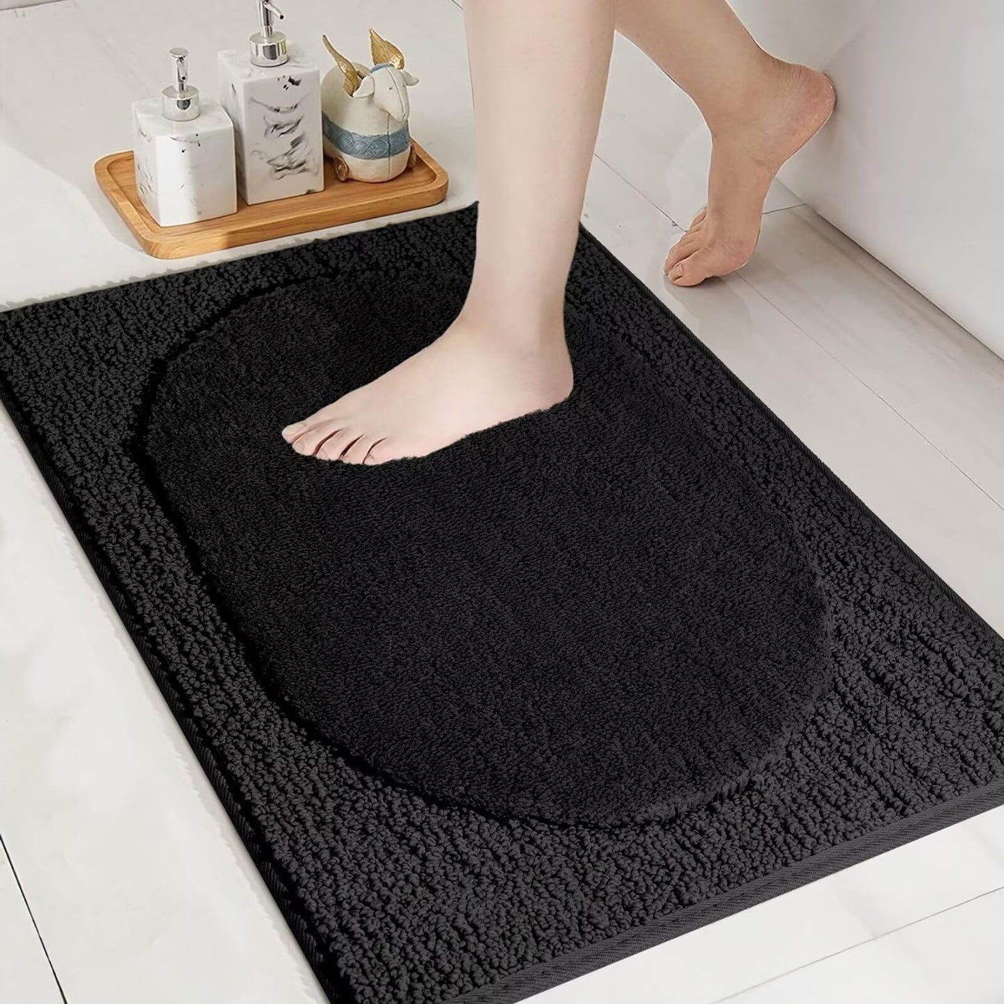 DEXDE Bathroom Rugs Non-Slip Mat for Bathroom Floor Shower,24x16 Beige | Thick Soft Absorbent Bath Mat, Quick Dry Microfiber Rug, Machine Washable Shower Floor Bathroom Mat Home Decor Accessories BST220