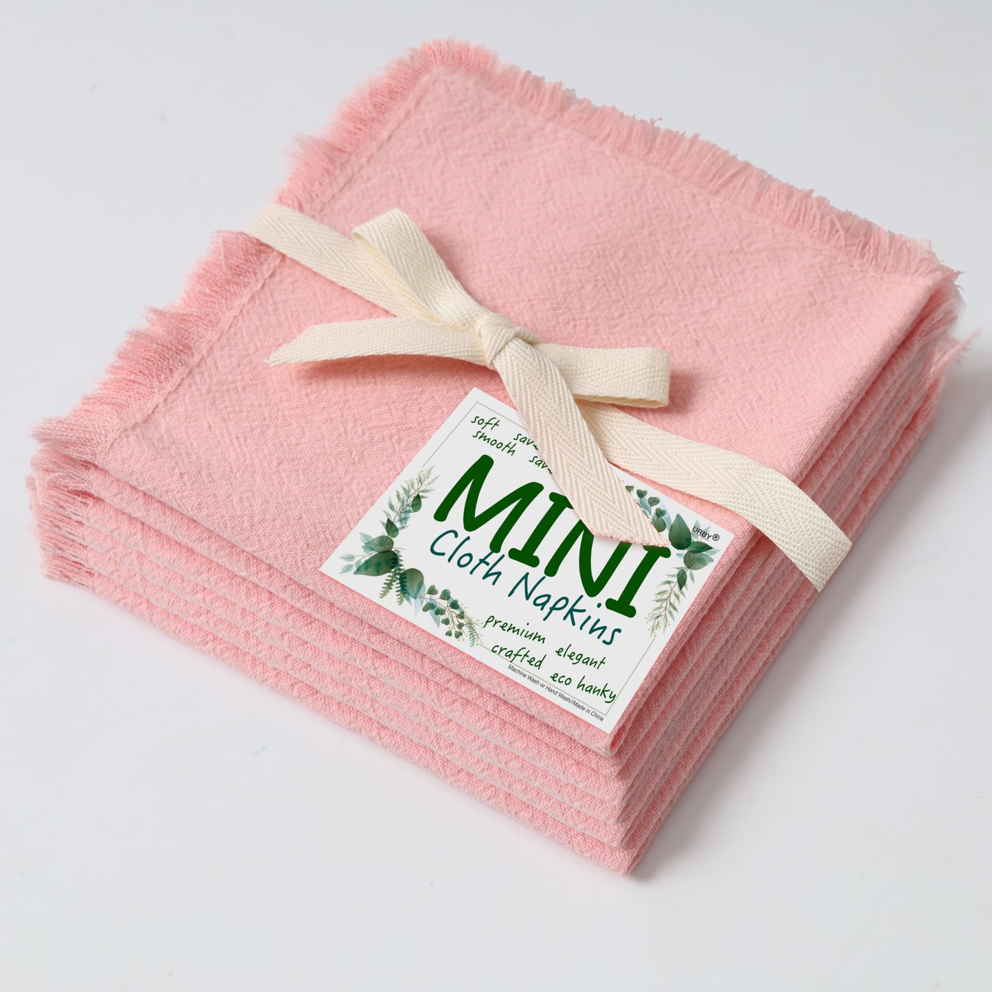 Eco Hanky 10x10in Reusable Small Cotton Napkins (Rustic Fringe), LPK,6pk | Ideal for Kids Napkins for Lunch, Suitable for Dinners, Weddings, Birthday, Cocktail Parties BST220