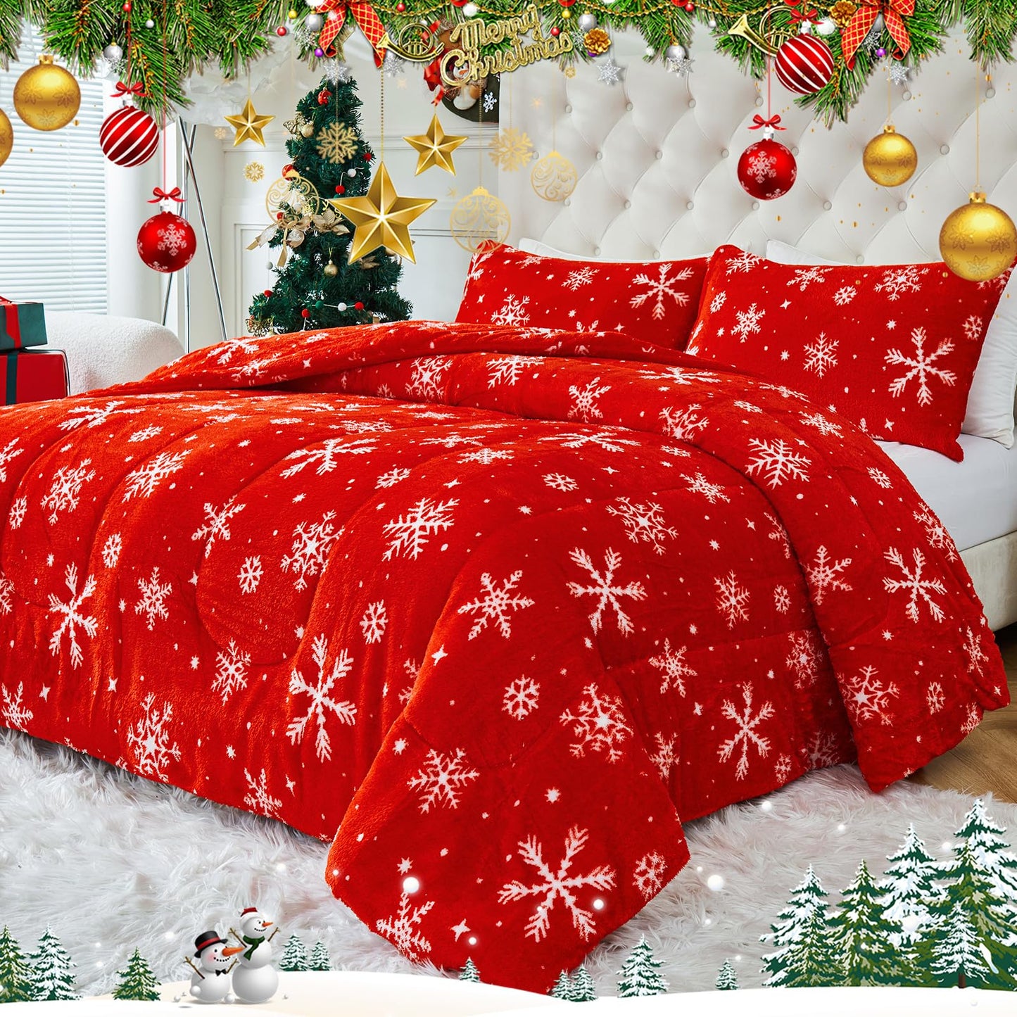 YIYEA Fluffy Queen Size Comforter Set, Luxury Faux Fur Comforter, Ultra Soft Plush Fuzzy Velvet Bedding Comforter Sets for Fall Winter, Cozy Warmth, No Shedding, 3PC, Queen, Light Grey BST326H