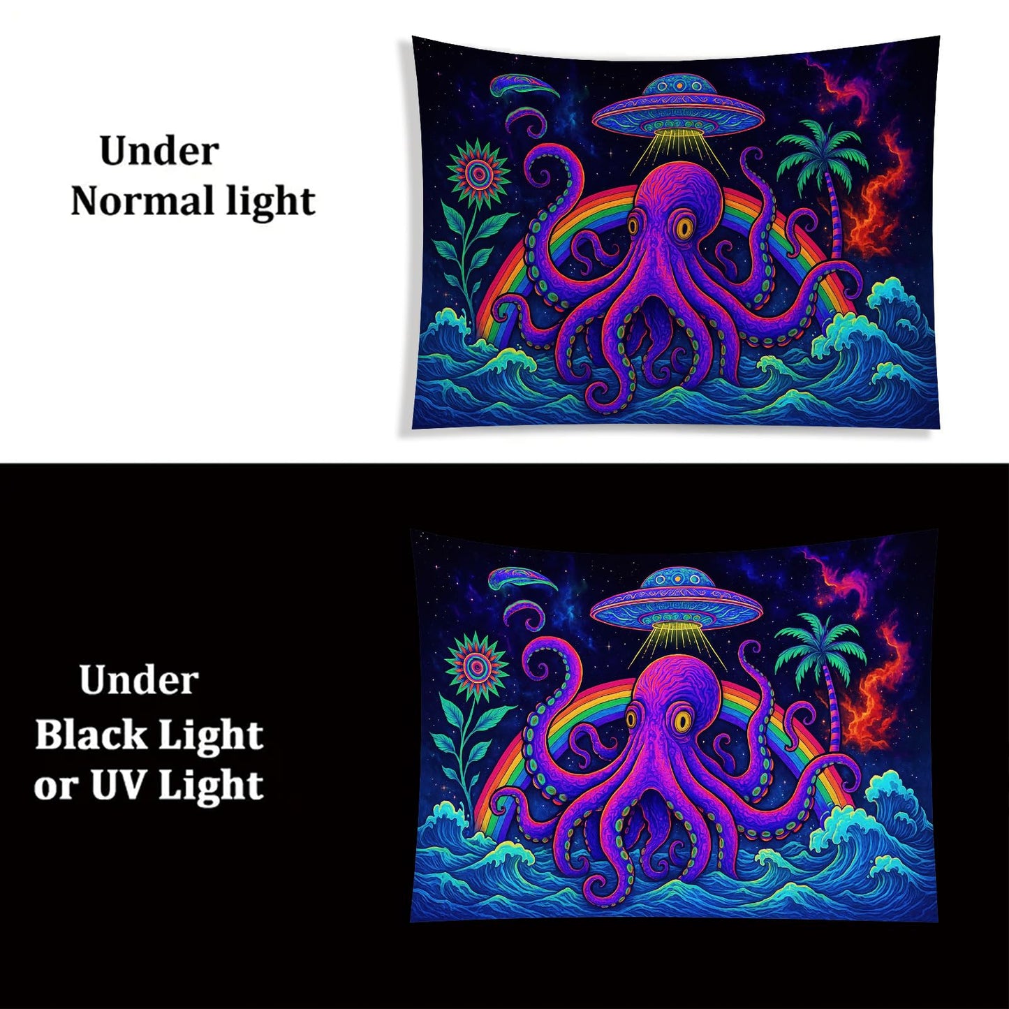 Starlit Patio Astronaut Blacklight Tapestry Trippy Forest Moon Vortex UV Reactive Galaxy Wall Hanging Psychedelic Space Poster Fluorescent Sci Fi Room Decor for Bedroom Dorm Gaming Lounge 78 x 59 Inch BST220