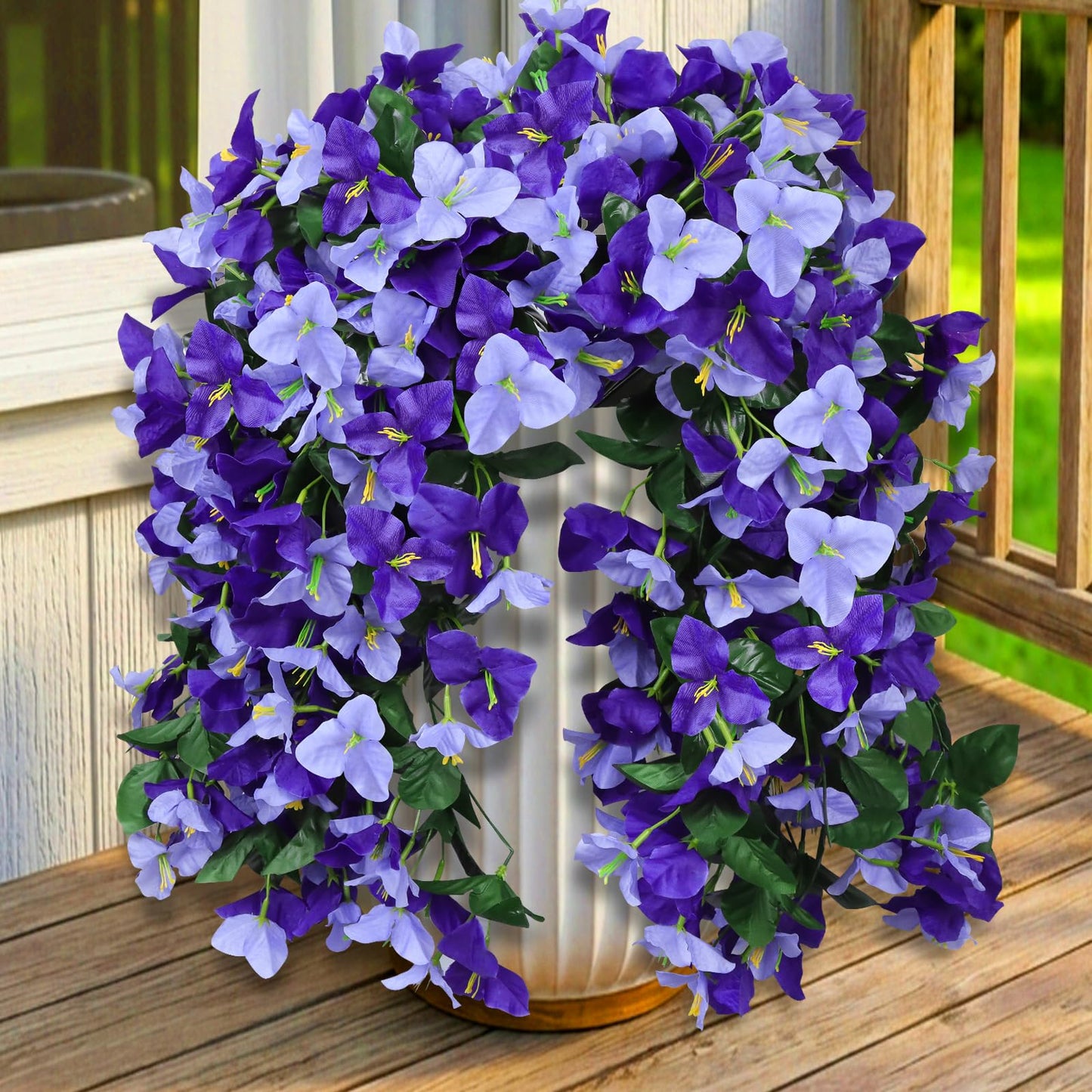 2 Pack Artificial Bougainvillea Flowers for Outdoors Decorations, Fake Hanging Plants, Faux Outside Flowers UV Resistant for Baskets Home Front Door Porch Patio Balcony Yard(Hot Pink) BST202
