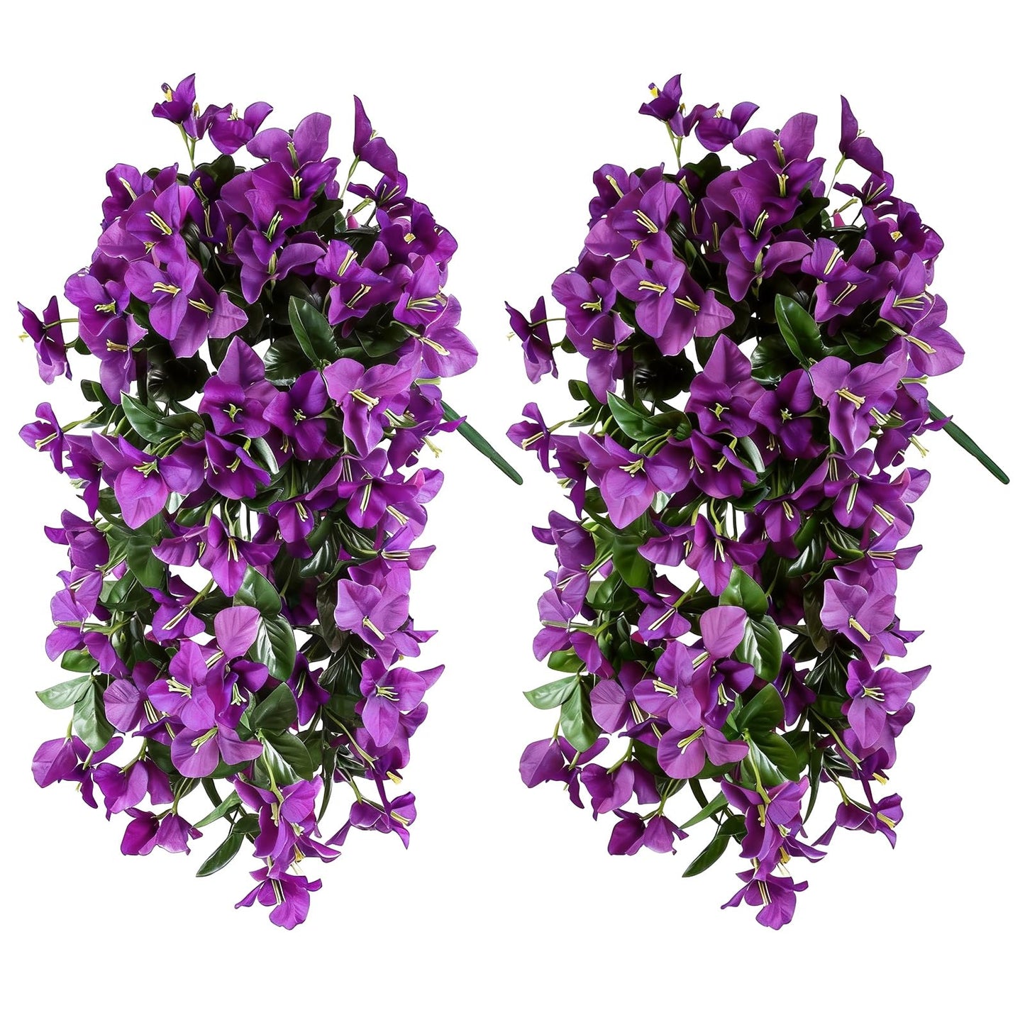 2 Pack Artificial Bougainvillea Flowers for Outdoors Decorations, Fake Hanging Plants, Faux Outside Flowers UV Resistant for Baskets Home Front Door Porch Patio Balcony Yard(Hot Pink) BST202