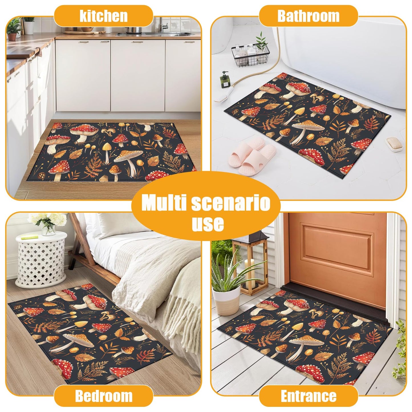 Red Spider Web Bath Mat for Bathroom,Washable Door Mat Absorbent Bath Rug Non-Slip Floor Rug Carpets,for Kitchen Bedroom Indoor BST220