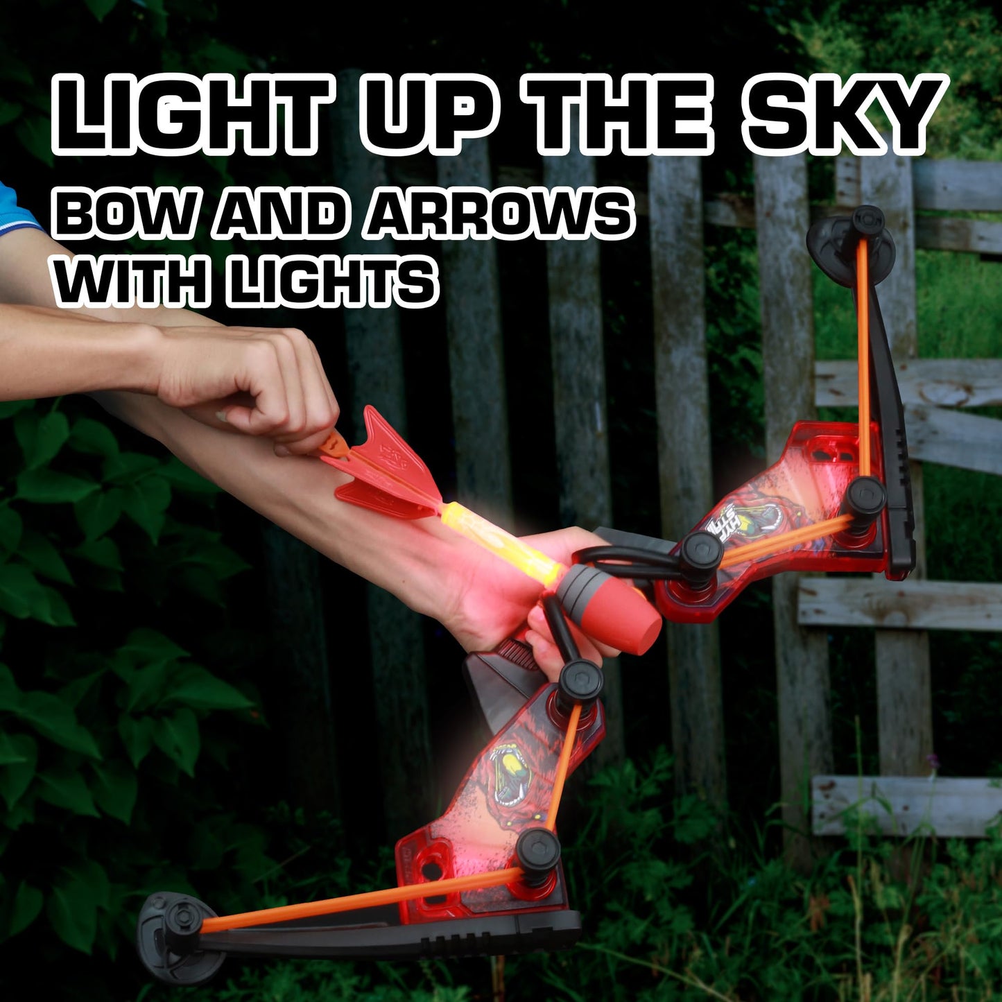 Zing HyperStrike FireTek Bow Archer Pack, Light Up Bow and Light Up Zonic Whistle Arrows, Shoots Arrows Over 200ft, Outdoor Play with Friends and Family, for Ages 14+ (Blue) DD1210