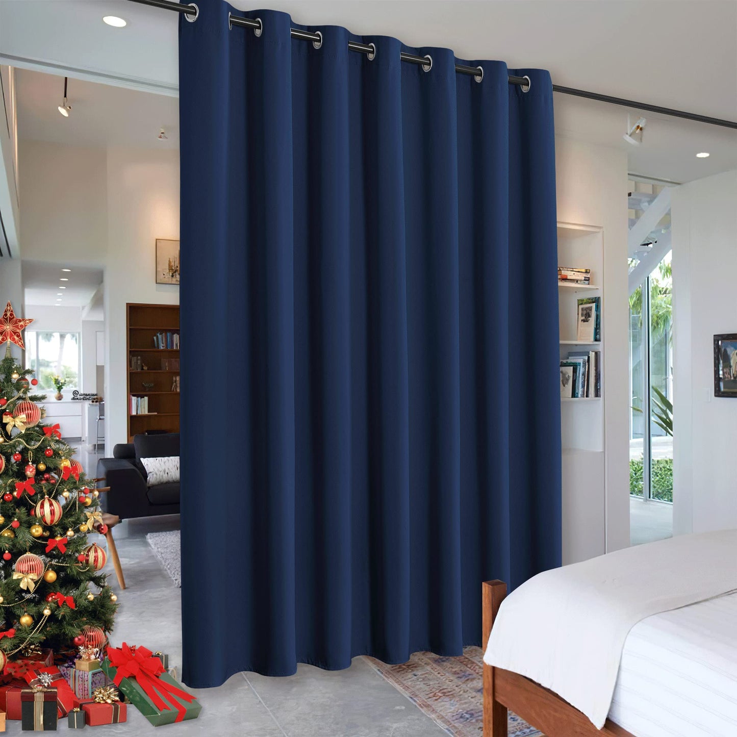RYB HOME Room Divider Curtains Thermal Insulated Noise Reduce Privacy Window Curtains for Kids Bedroom Nursery Laundry Room Partitions, Wide 150 inches x Long 96 inches, Teal, 1 Panel BST220
