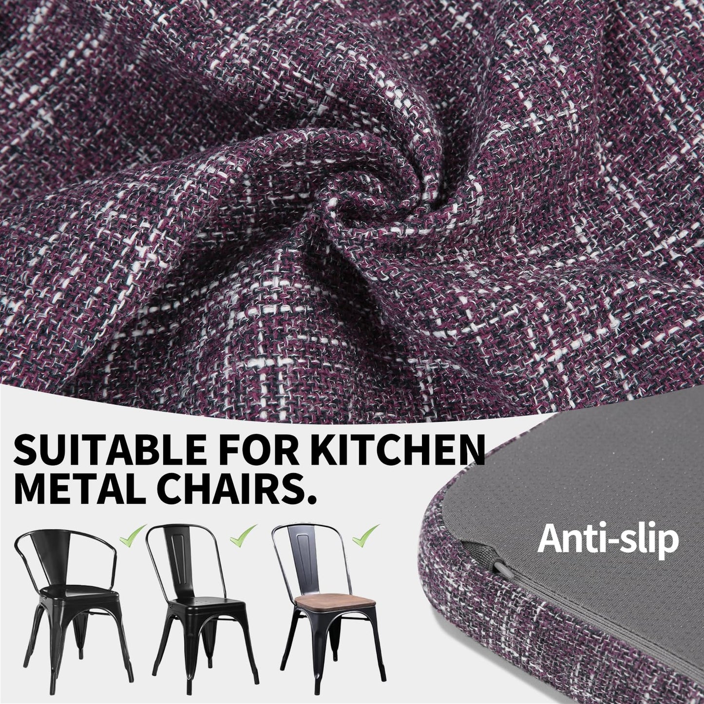 SINOSSO Memory Foam Bar Stool Cushions 4 Pcs, Modern Interwoven Style Magnetic Small Chair Pads Use for Cafe Bistro Stackable Metal Stool (Square, Red, 4) BST220