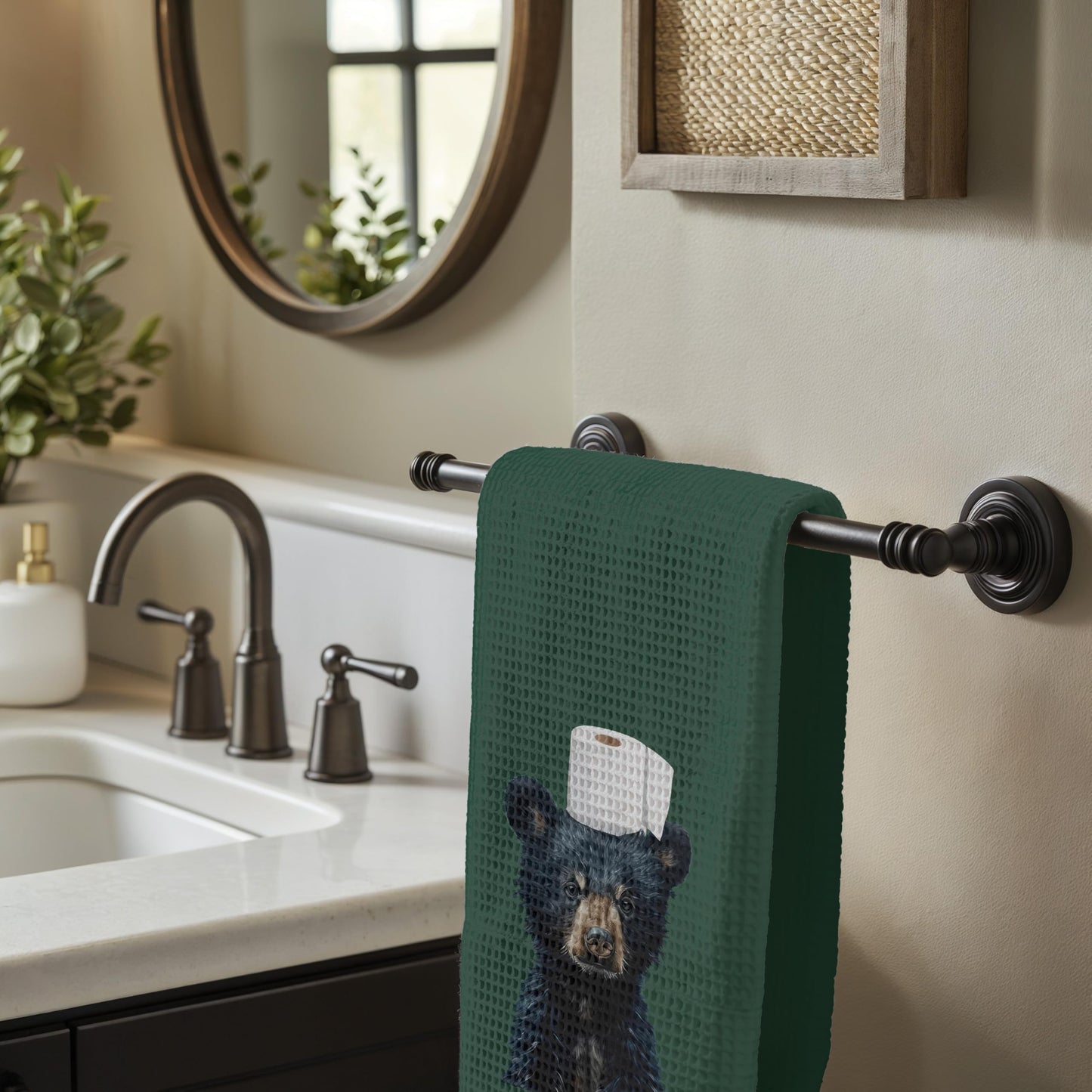 Funny Bear Bathroom Hand Towels Set of 2, Hello Sweet Bear Bathroom Decor, Funny Wild Animal Hand Towels for Washroom Restroom Decor, 16x24 Inch BST326L