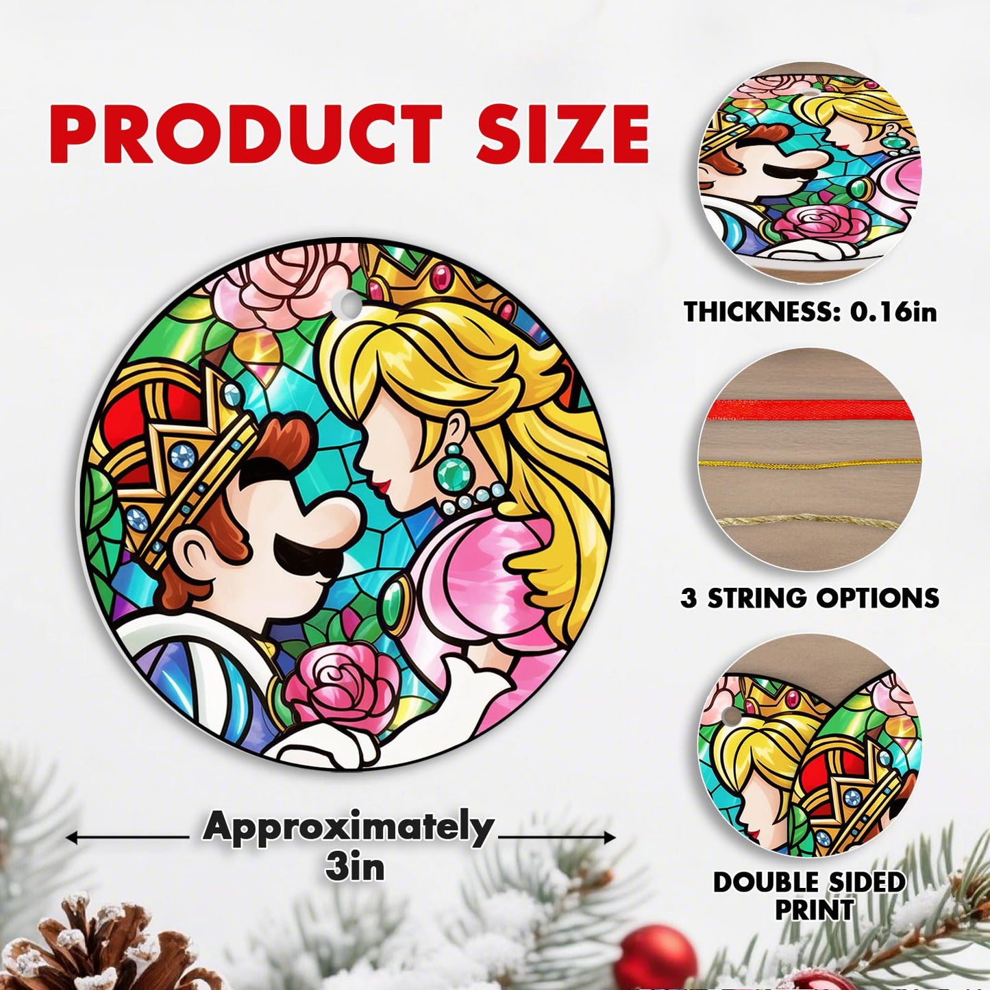 Stained Glass Snowy Owl Ornament – Artistic Ceramic Christmas Decoration for Bird Lovers, Holiday Keepsake Gift 2025 WN420