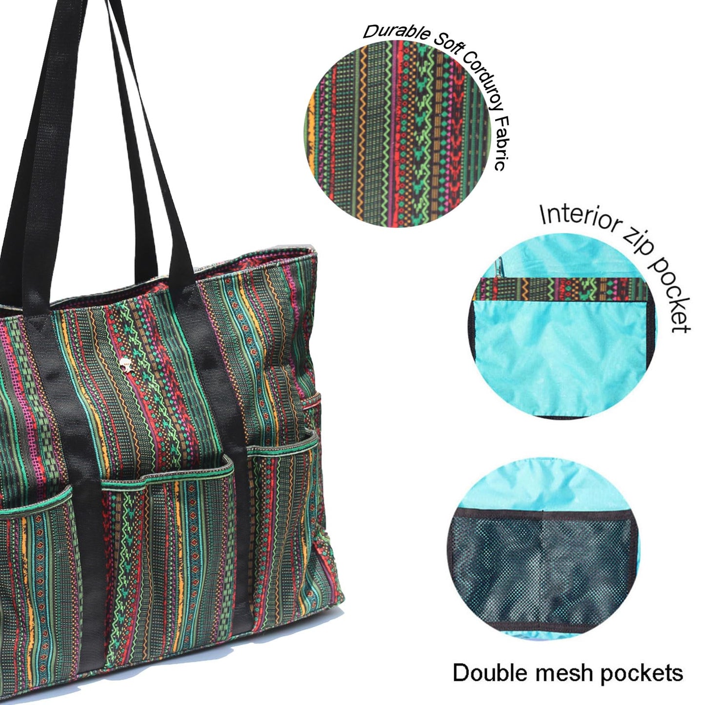ESVAN Utility Tote Bag Weekender Duffle Bag with 13 Pockets - Perfect for Travel, Work, Gym, Beach, Teachers, and Nurses BST326H