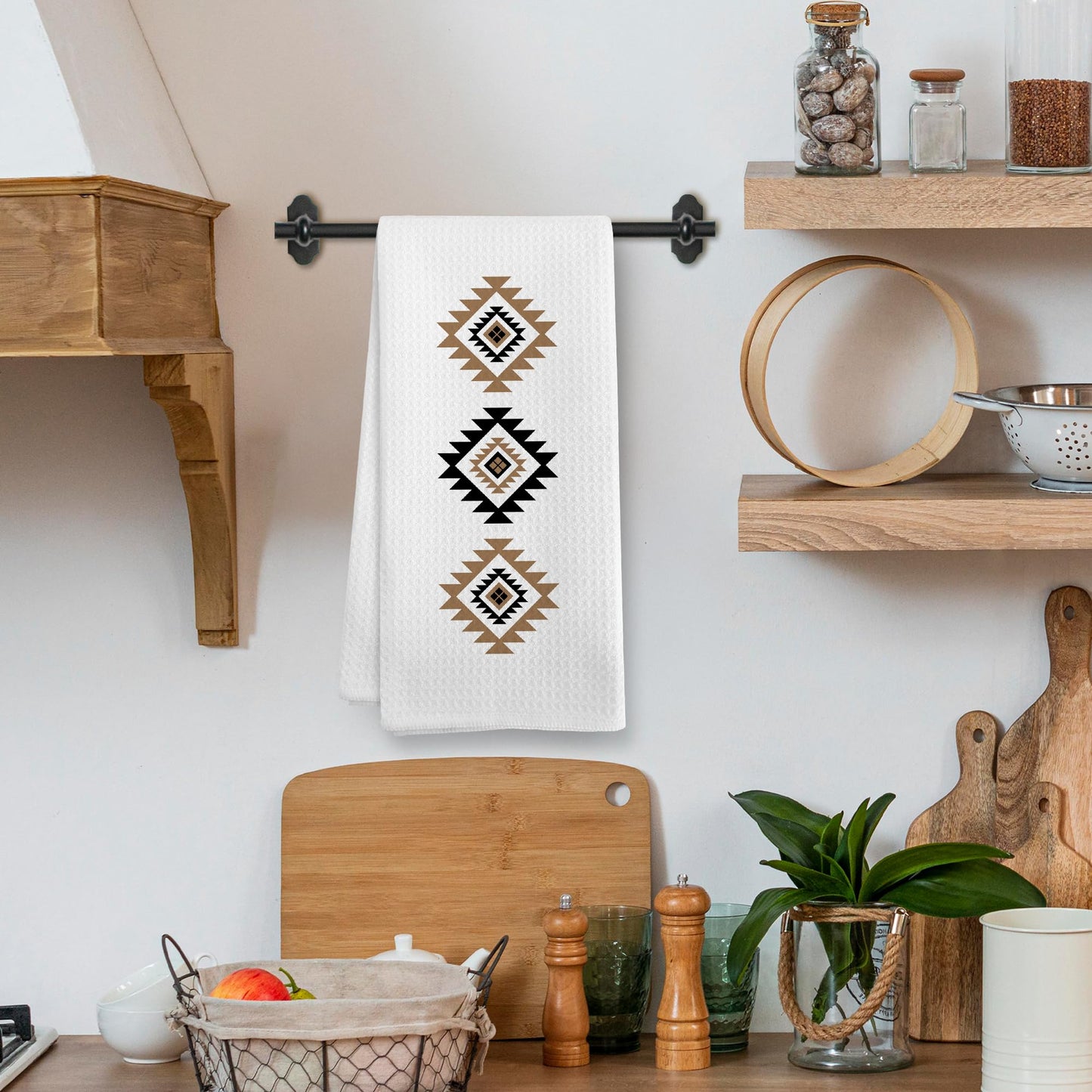 Western Boho Kitchen Towels, Southwestern Southwest Aztec Western Native American Bathroom Kitchen Decor, Western Cream Beige Neutral Decor Dish Hand Tea Towels for Bathroom Kitchen,16x24Inch BST326L
