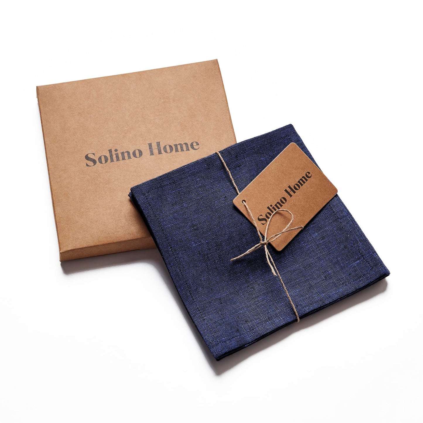 Solino Home 100% Linen Cocktail Napkins Black, Athena 6 x 6 in, Set of 12 | Small Cloth Napkins for cocktails, beverages, coasters and appetizer serving, Chambray Black, Pure Linen, OEKO-TEX Certified BST326SOLH