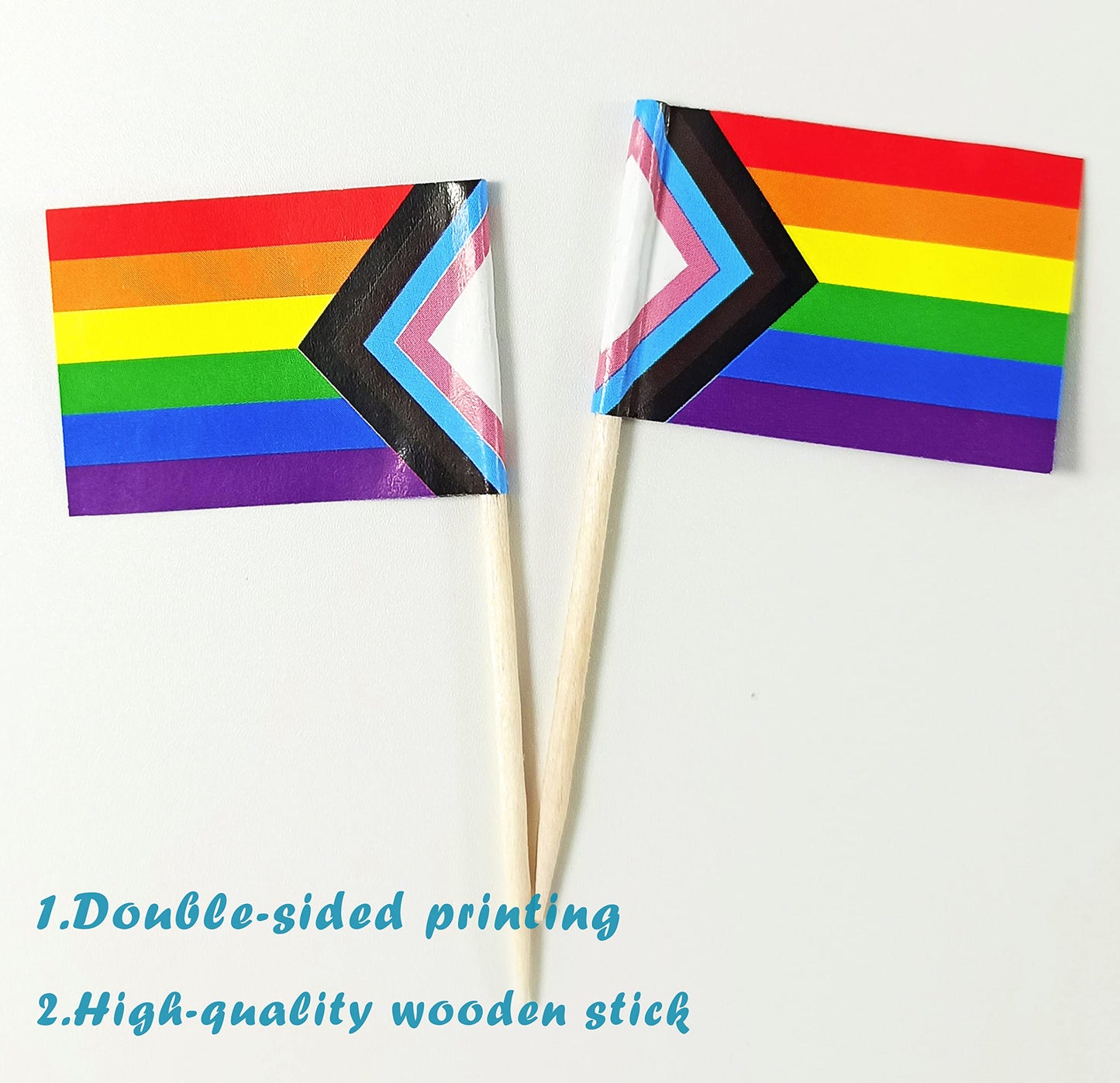 JBCD Rainbow Gay Pride Toothpick Flag Mini Small LGBT Cupcake Topper Flags, 100 pcs BST220