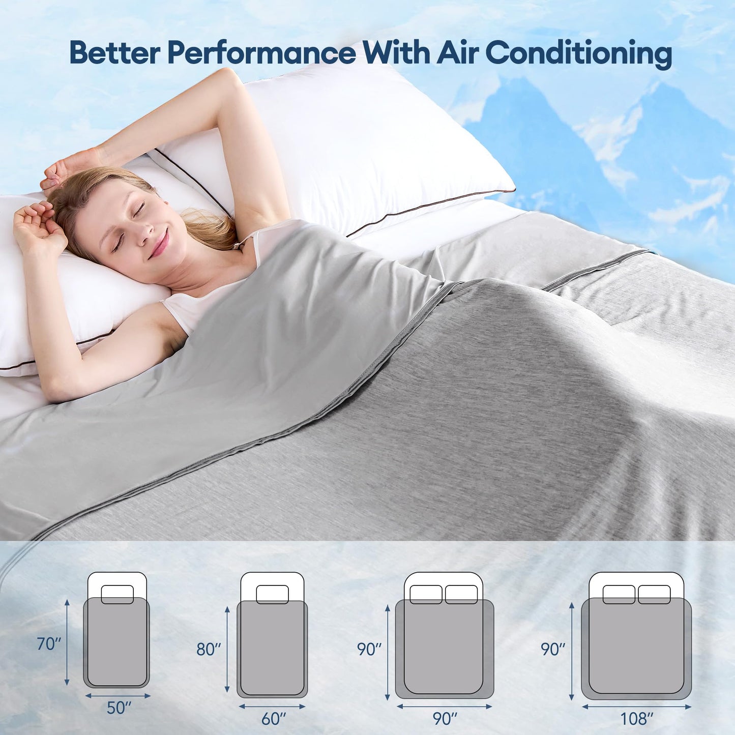 VFROO Cooling Blanket for Hot Sleepers Twin Size 60''×80'', Summer Blanket Thin Lightweight Breathable, Absorbs Sweat Heat to Keep Adults Cool, Cold Blanket for Sleeping on Bed Couch, Grey BST326H