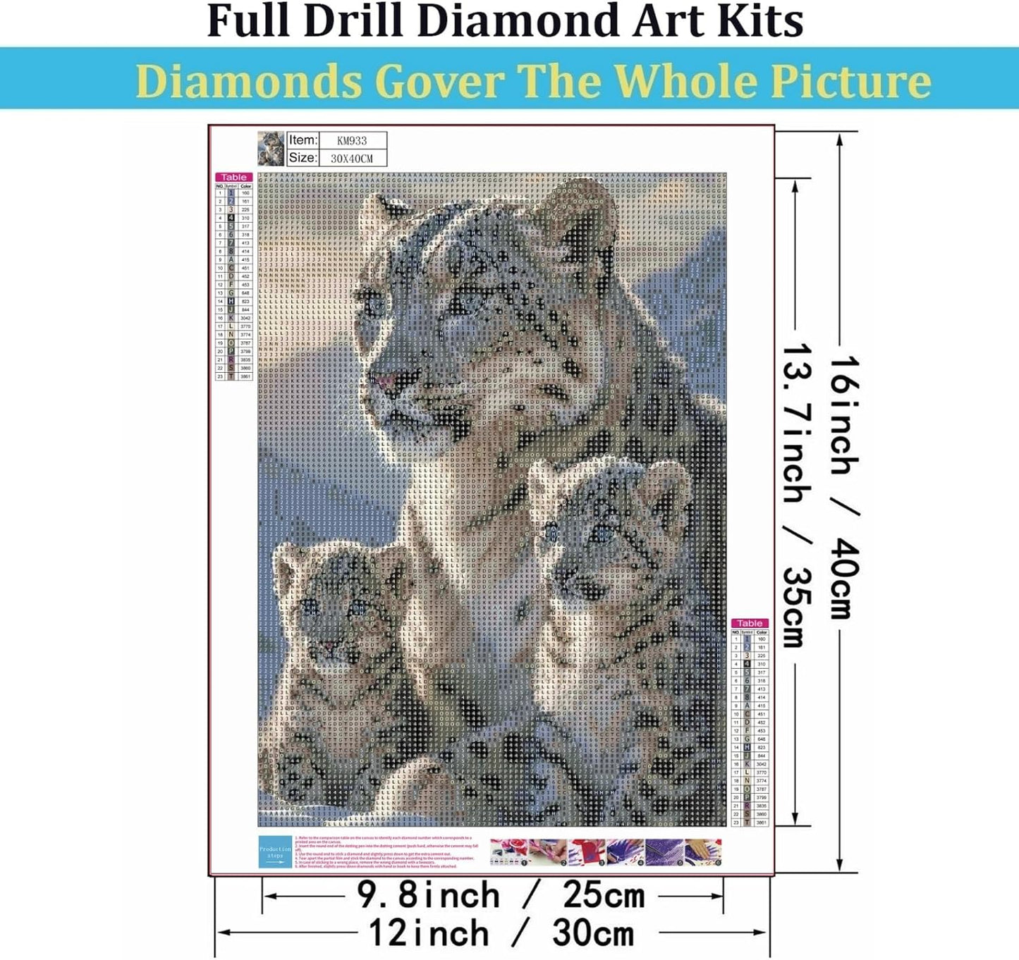 Mosaflare White Tigers Diamond Painting Kits for Adults 12x16 Inch | 5D Diamond Art for Beginners, DIY Full Round Drill Paint by Diamonds Dot Gem Art for Adult, Home Wall Decor BST326L