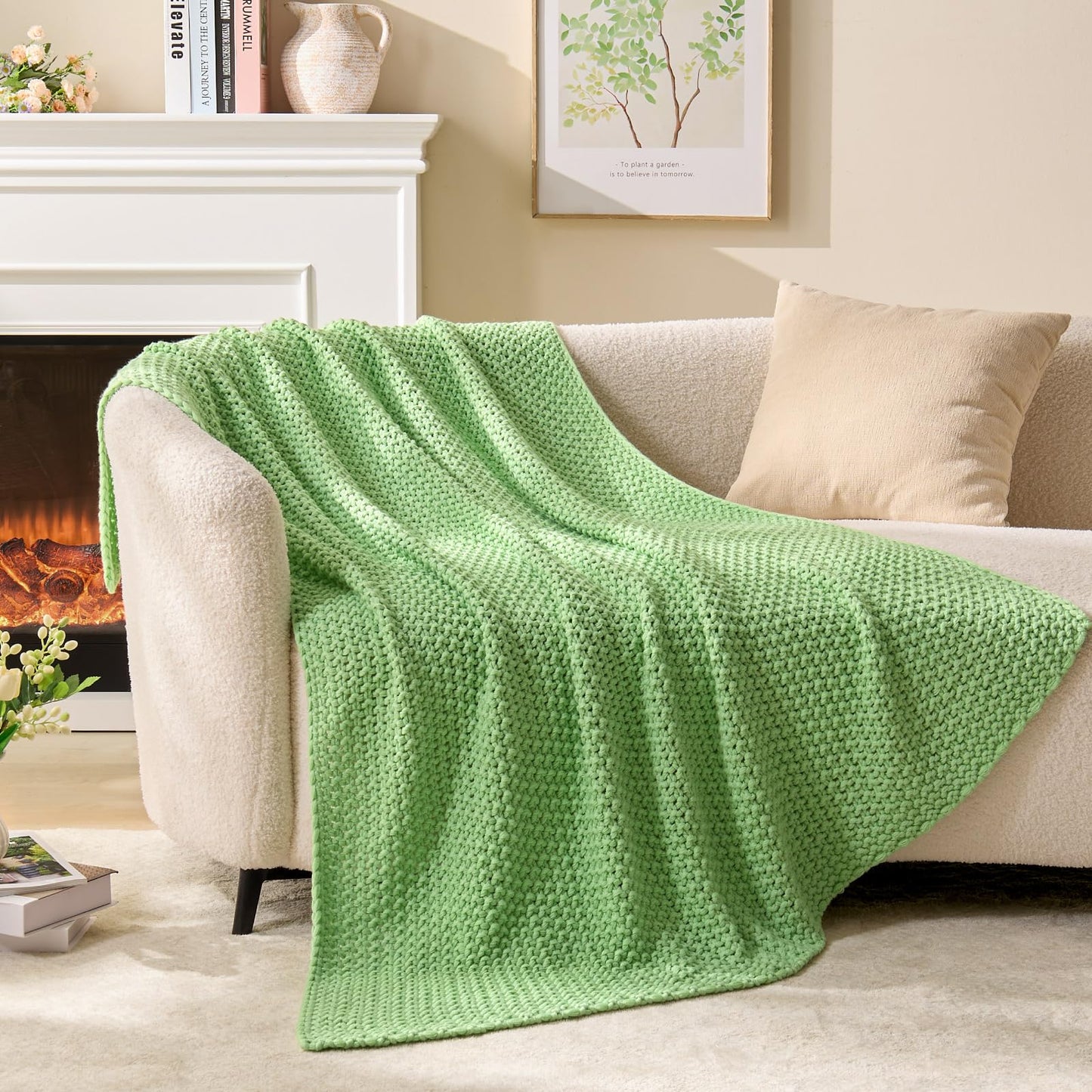 BEDELITE Chunky Cable Knit Throw Blanket, Acrylic Chunky Knitted Blankets N31