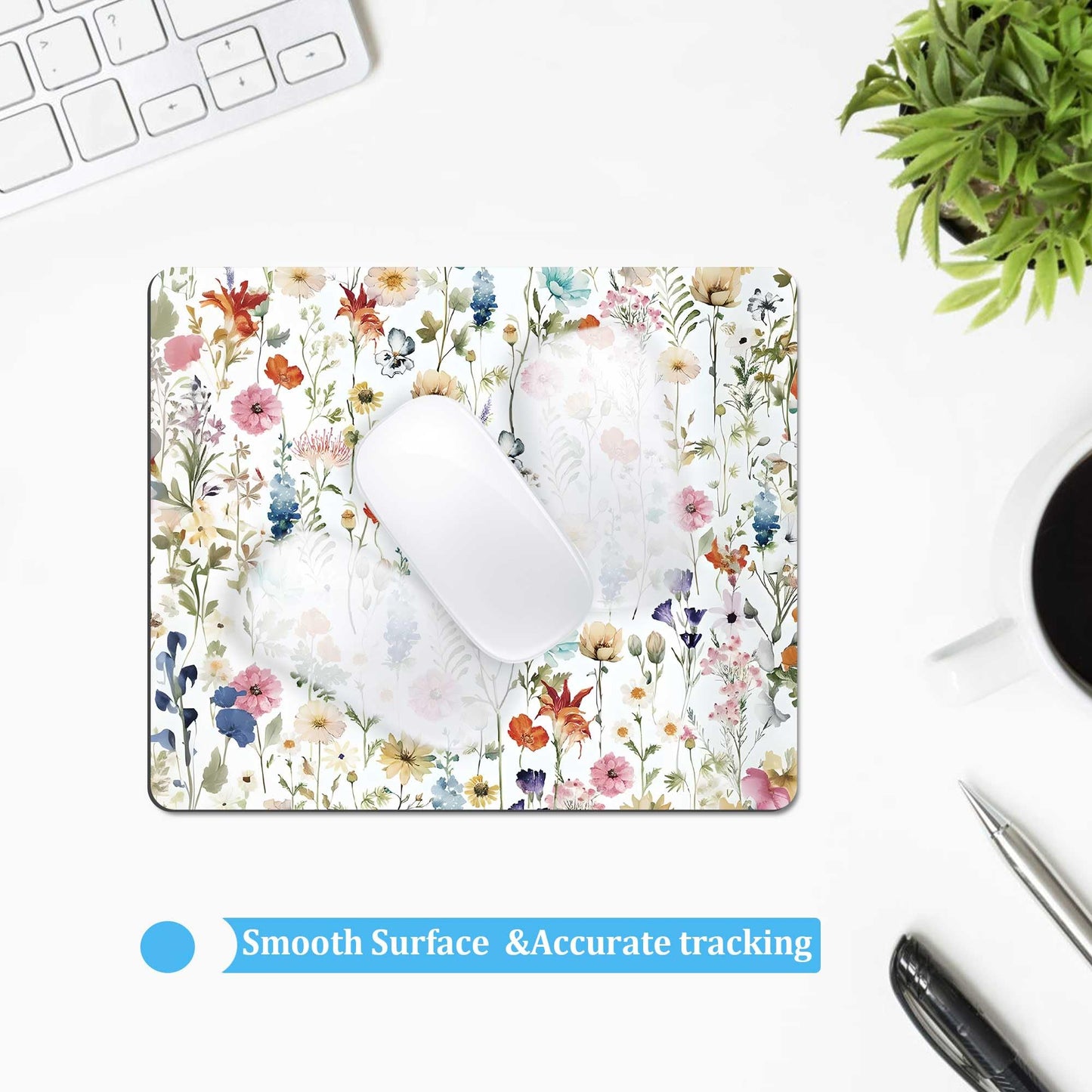 Square Mouse Pad with Non-Slip Rubber Base,Washable Square Cloth Mousepad, Non-Slip Rubber Base for Wireless Mouse for Computers, Laptop, Gaming, Office & Home WN420