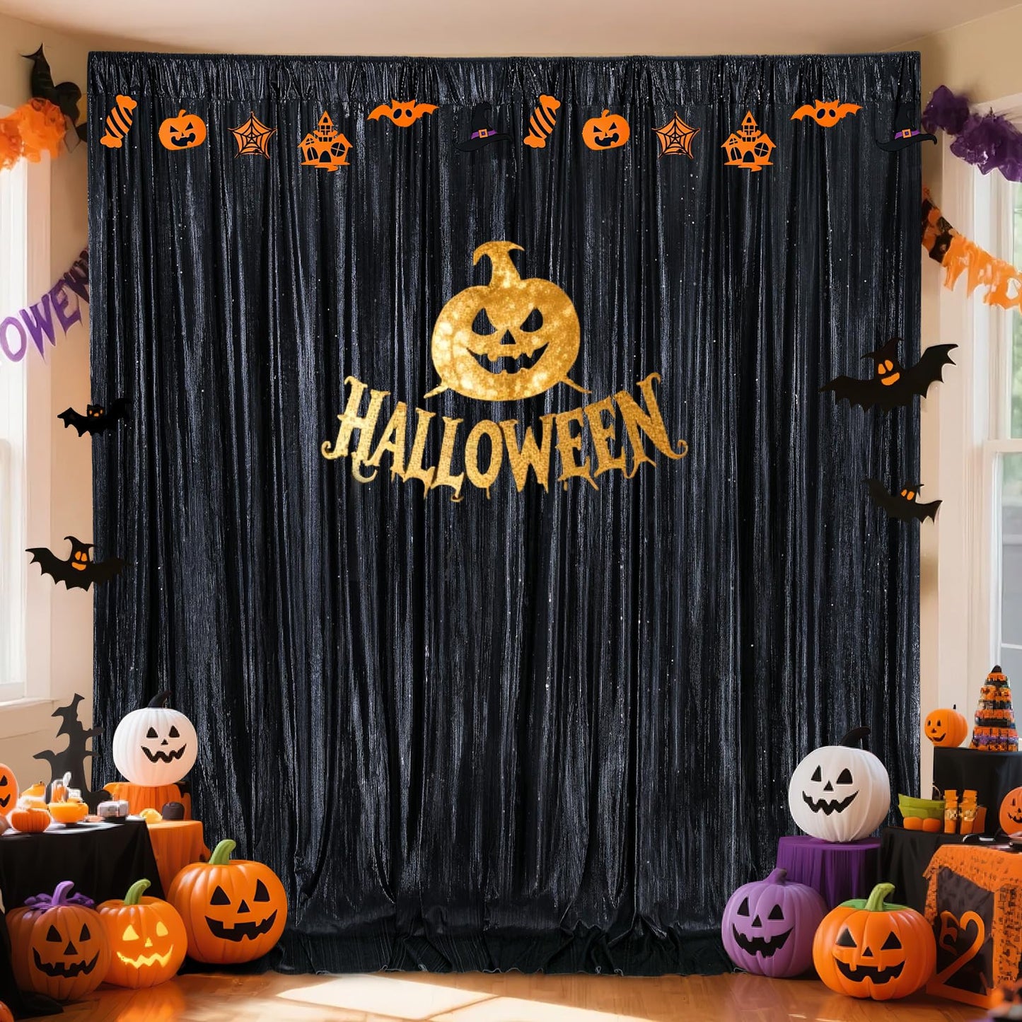 Gold Backdrop Curtains for Birthday Party: 4.8ftx8ft Sequin Background Baby Shower Curtain Drapes for Graduation Arch Backdrop WN420