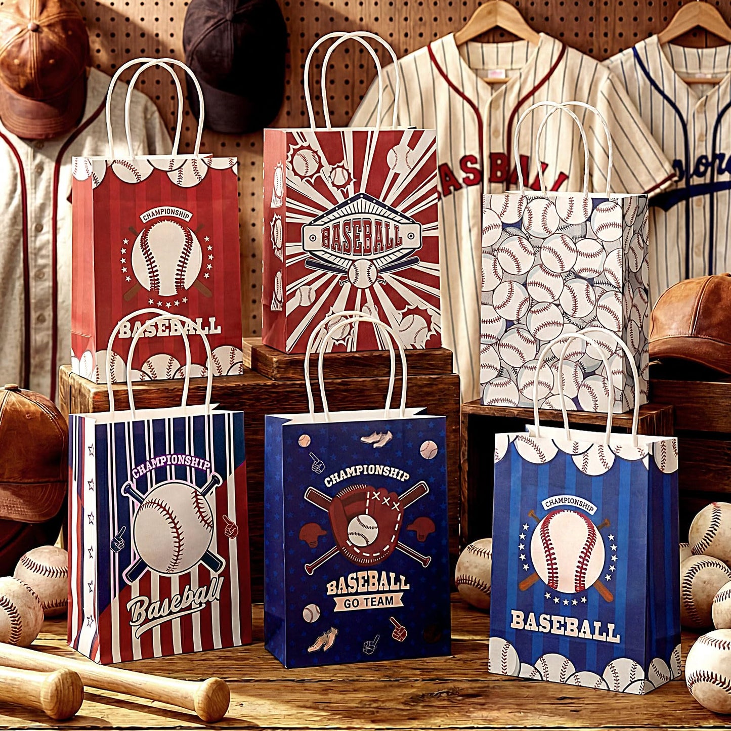 MotiMind 24 Pcs Softball Party Favor Bags Black Yellow Softball Themed Goodie Gift Wrapping Paper Bags with Handles Portable Sports Ball Candy Treat Pouch for Birthday Party Decorations Supplies BST326H