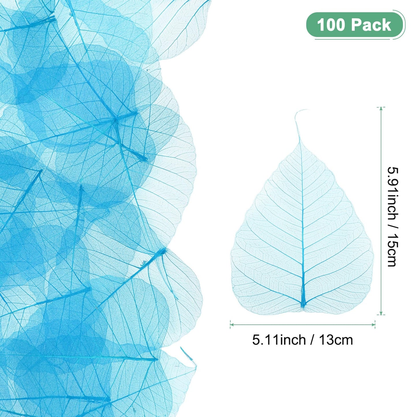 M METERXITY 100-Pack Skeleton Leaves, 5.1 Inch Natural Dried Pressed Bodhi Skeleton Leaves Vein for Resin/DIY Crafts Card/Scrapbook/Wedding, Small Leaves Decorative [Coffee] BST220