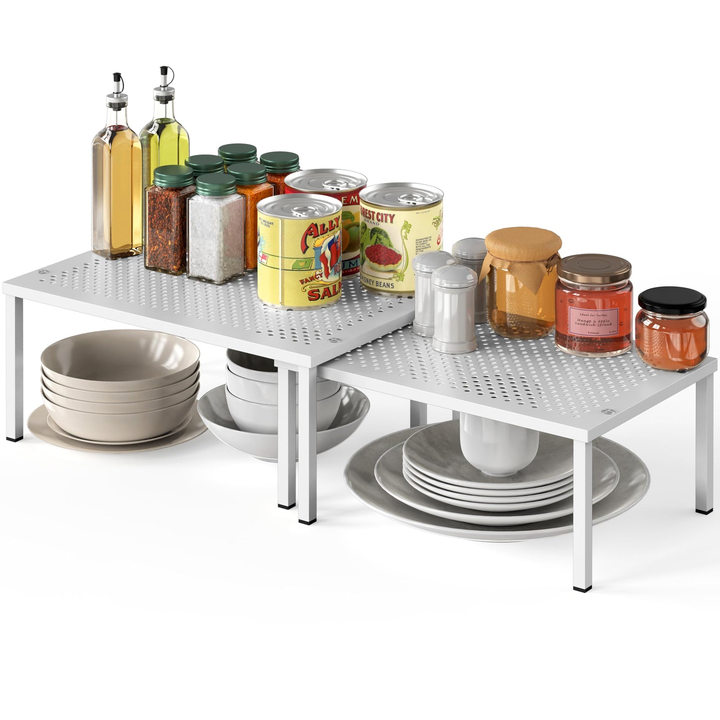 Simple Houseware Expandable Stackable Cabinet and Counter Shelf Organizer with Steel Surface, 9" D x 12.75" W x 5.9" H, Bronze