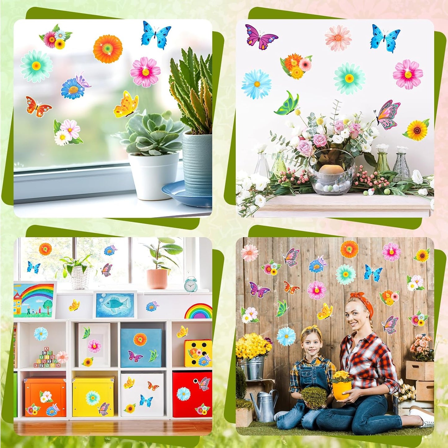 Konsait Flower Butterfly Cutouts,Spring Bulletin Board Decorations Set 48 Pcs Spring Flower Paper Butterflies Decor for Classroom Home Office,16 Designs BST326L