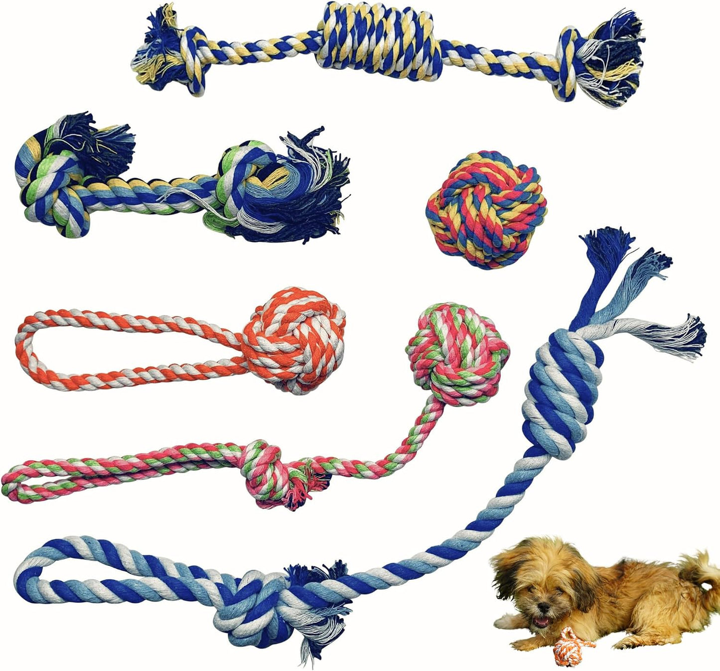 Otterly Pets Small Puppy Dog Rope Toys for Play Chew Teething and Boredom - for Small and Toy Dogs (6-Pack) WN420