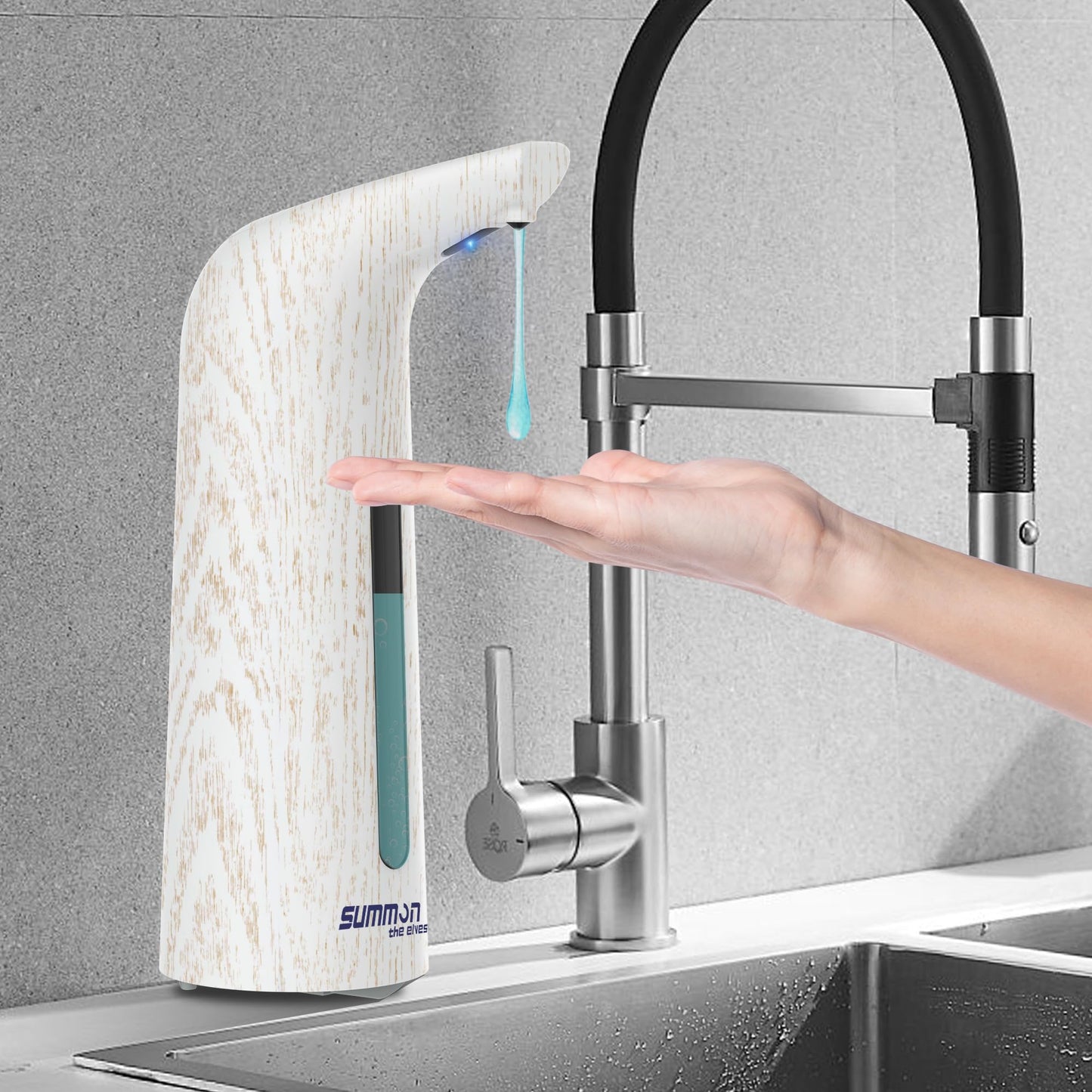 Automatic Soap Dispenser Touchless,400ML Hand & Dish Countertop Electric Liquid Dispenser with Sensor,Modern 4 Gear Adjustable Black Waterproof Battery Operated Kitchen Auto Soap Pump WN420
