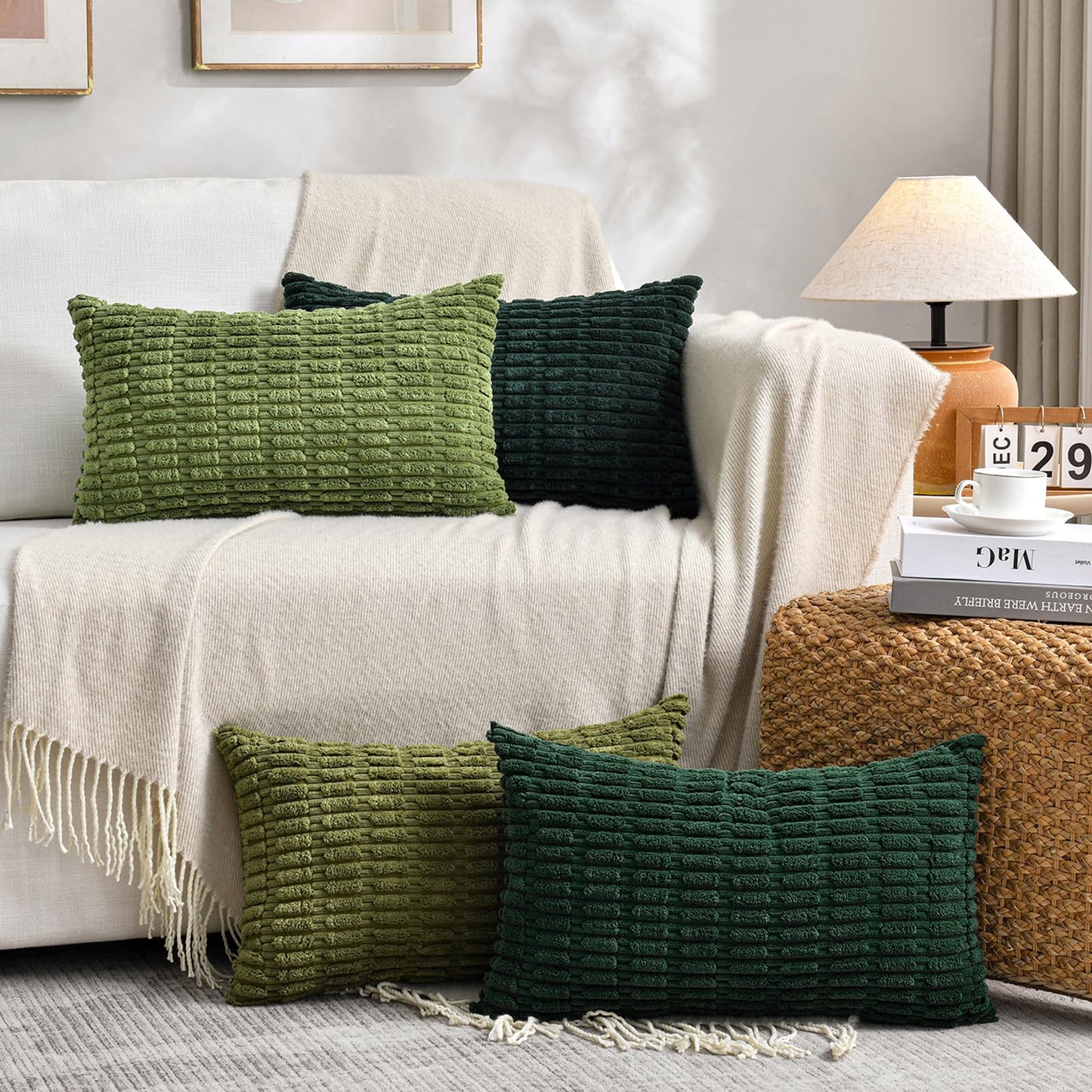 Fancy Homi 4 Packs Decorative Throw Pillow Covers for Living Room Couch Bed, Modern Farmhouse Boho Home Décor Accent Cushion Case, 26" x 26", Peach BST220