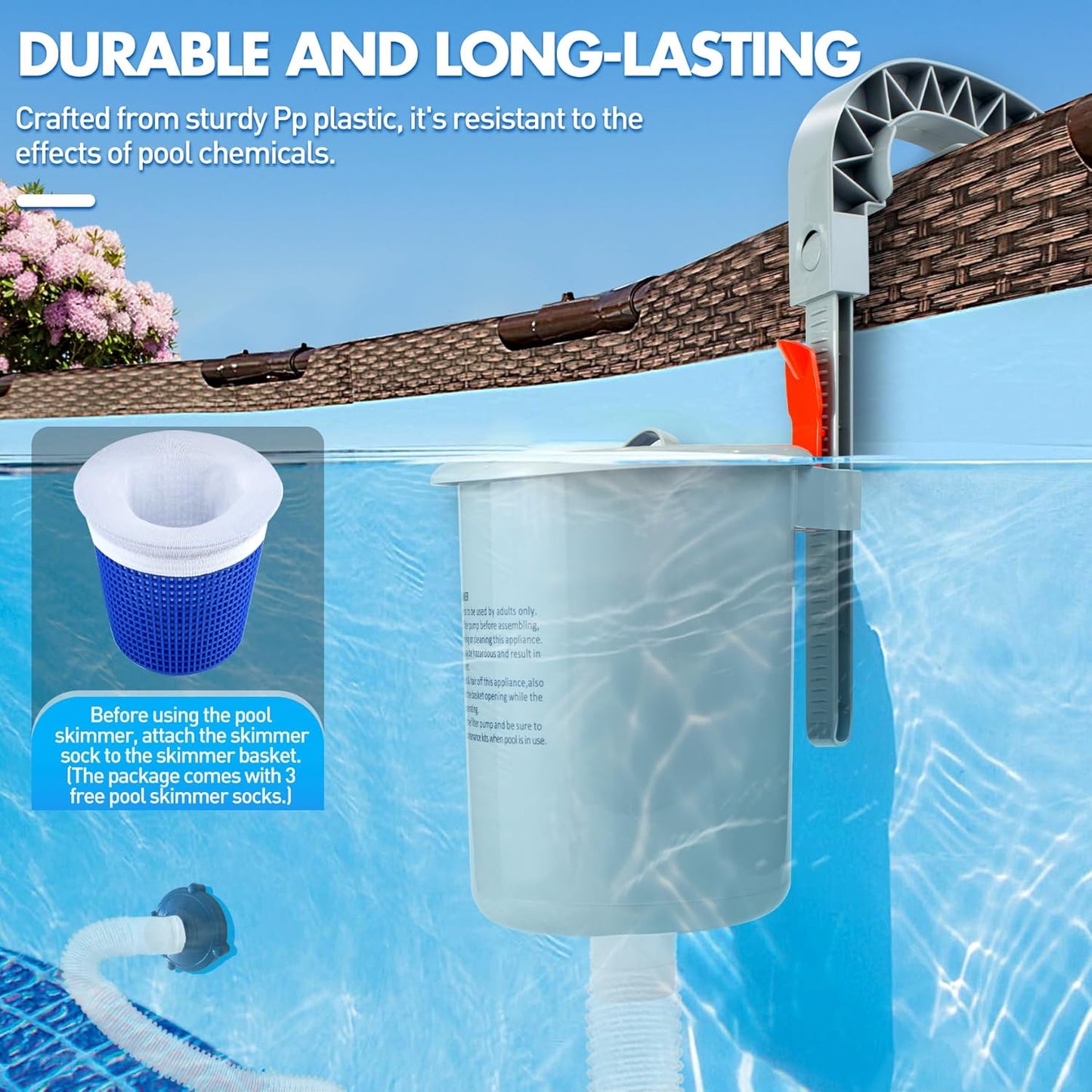 DeeprClean Above Ground Pool Surface Skimmer, Automatic Pool Skimmer for Top of Water N3233