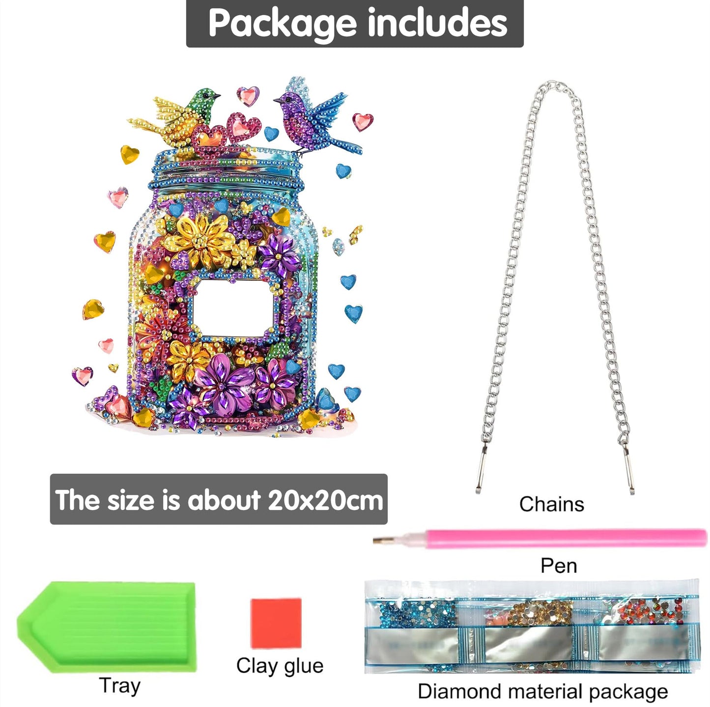Bimkole Cat Diamond Art Hanging Kit for Adult, DIY 5D Animals Diamond Art Painting Window Pendant, Acrylic Crystal Art Hanging Ornament for Wall Home Garden Front Door Decor - 7.8x7.8 Inch BST220