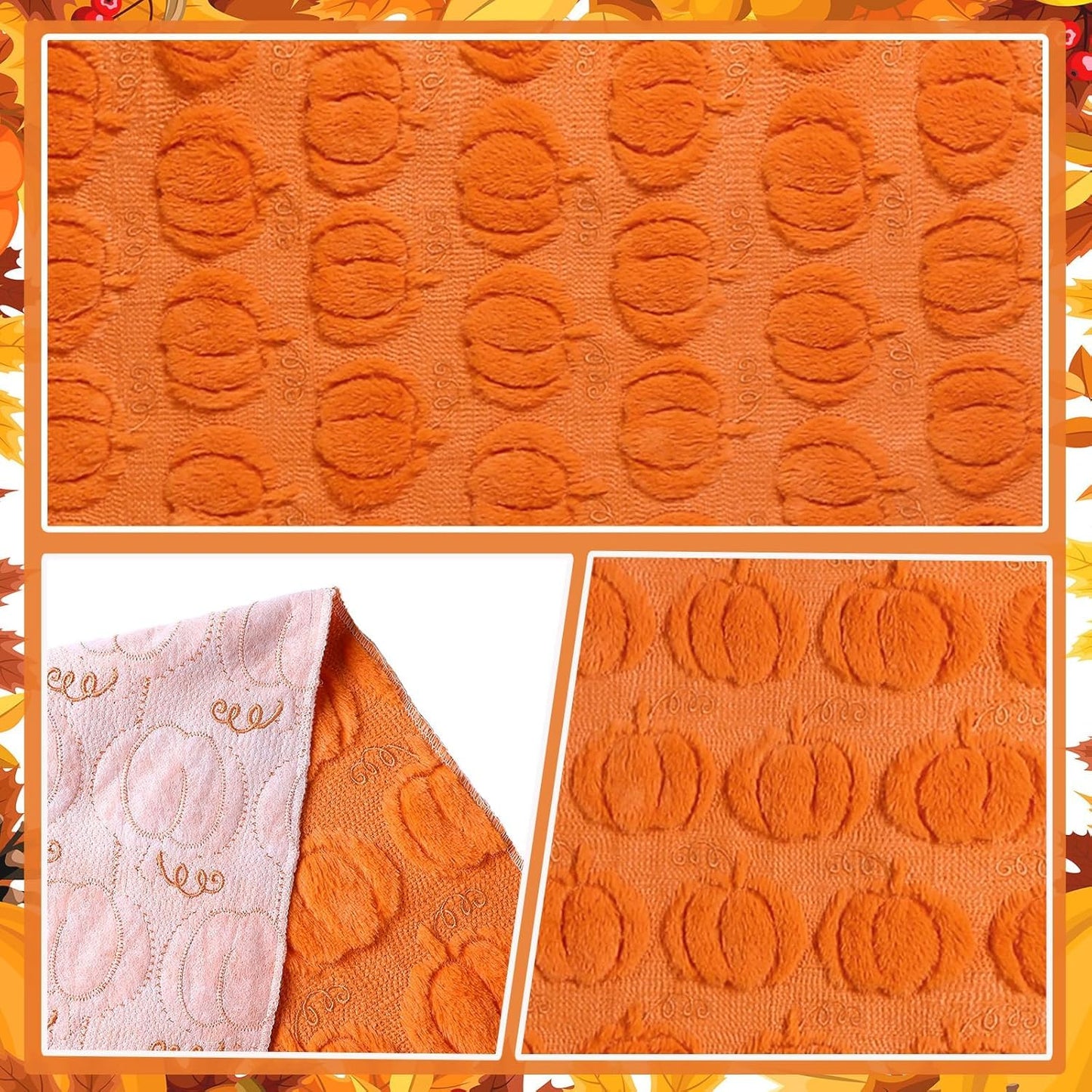 Halloween Pumpkin Table Runner Quilted Plush 3D Table Runners Fall Autumn Ivory Halloween Runners for Tables Kitchen Dining Decorations Party Supplies 13x37 Inch WN420