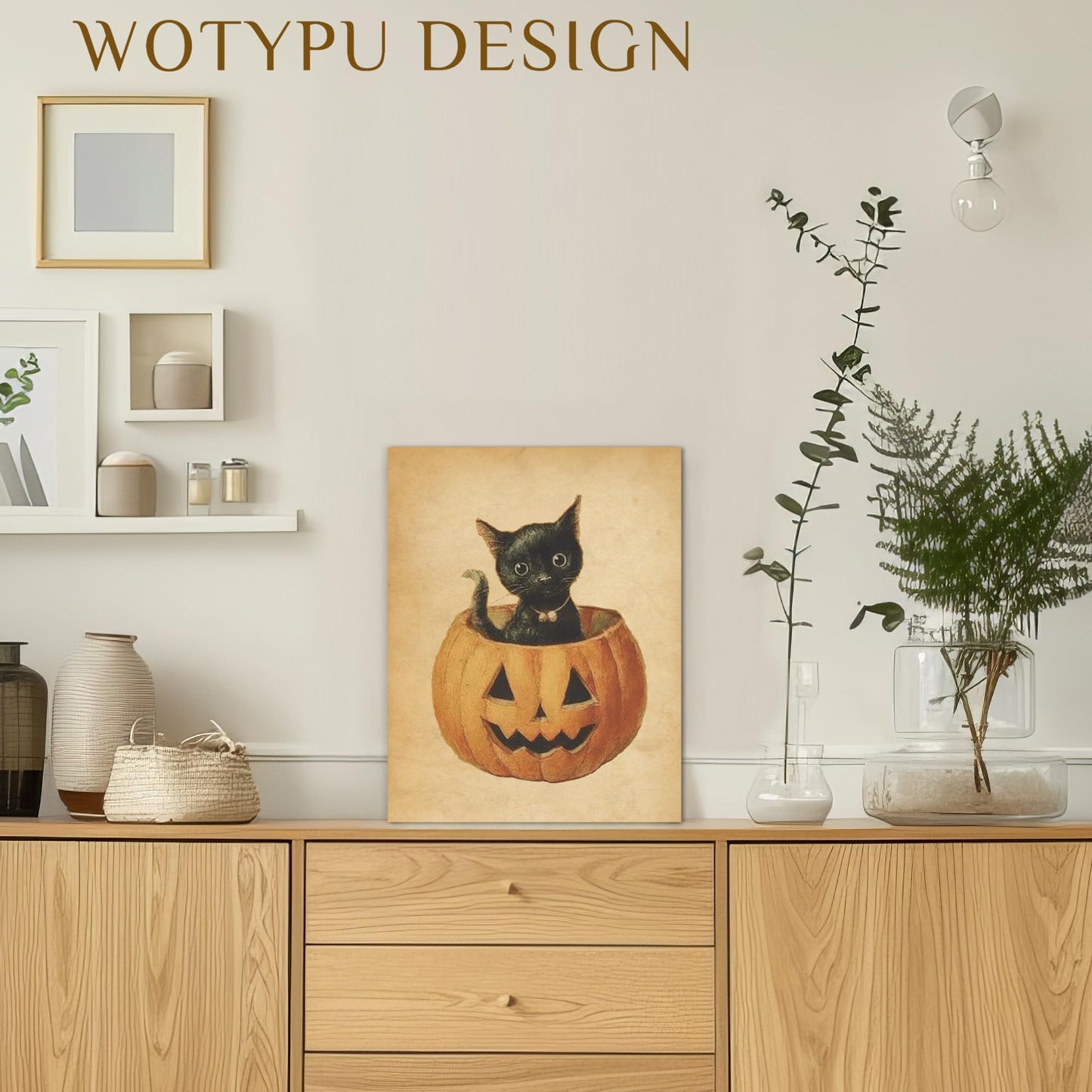 WOTYPU Fall Farmhouse Wall Art Decor, Farmhouse Fall Decor, Rustic Pumpkin Patch Scarecrow Truck Harvest Autumn Thanksgiving Framed Canvas Prints Poster Wall Decorations for Farm Home, 11x14 BST326H