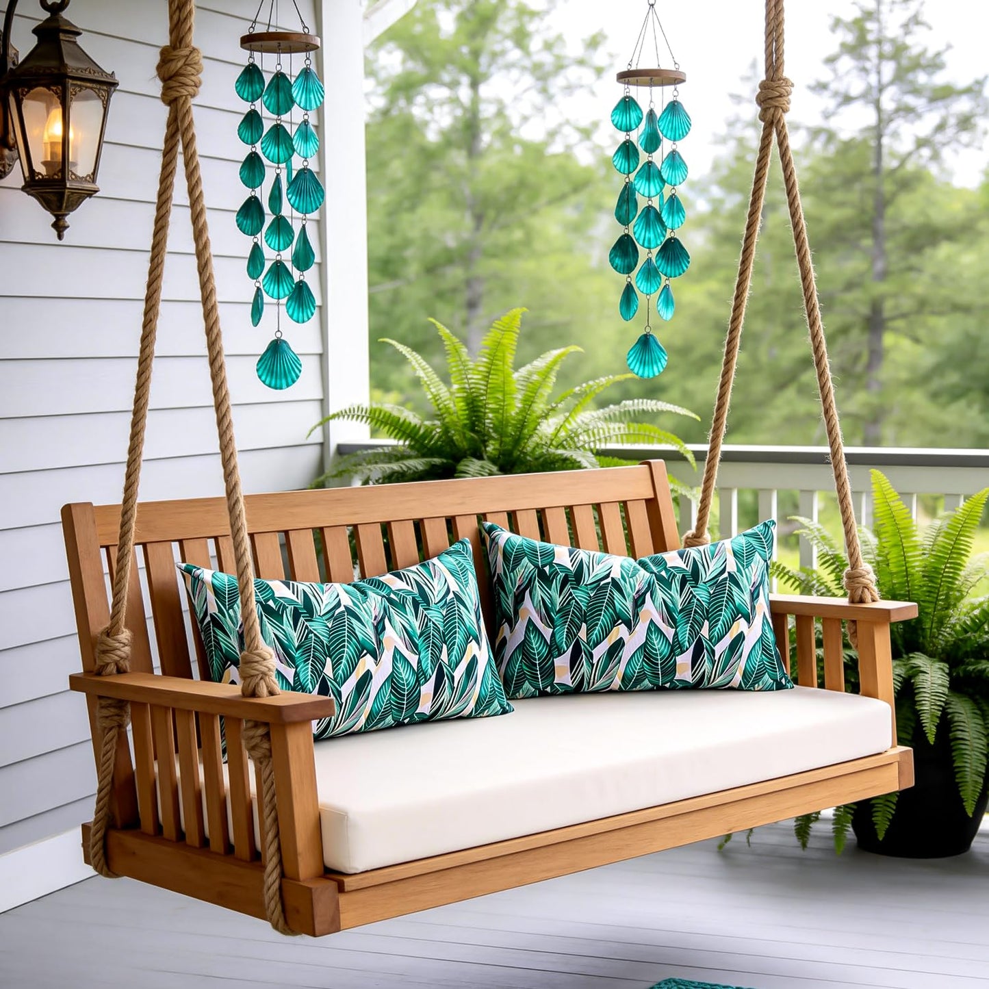 Outdoor Waterproof Pillow Covers Summer Decorative Throw Pillow Covers Tropical Leaf Couch Covers 20x20 Set of 2 Square Outdoor Floral Cushion Cases for Patio Furniture Garden Tent Balcony Bench BST220
