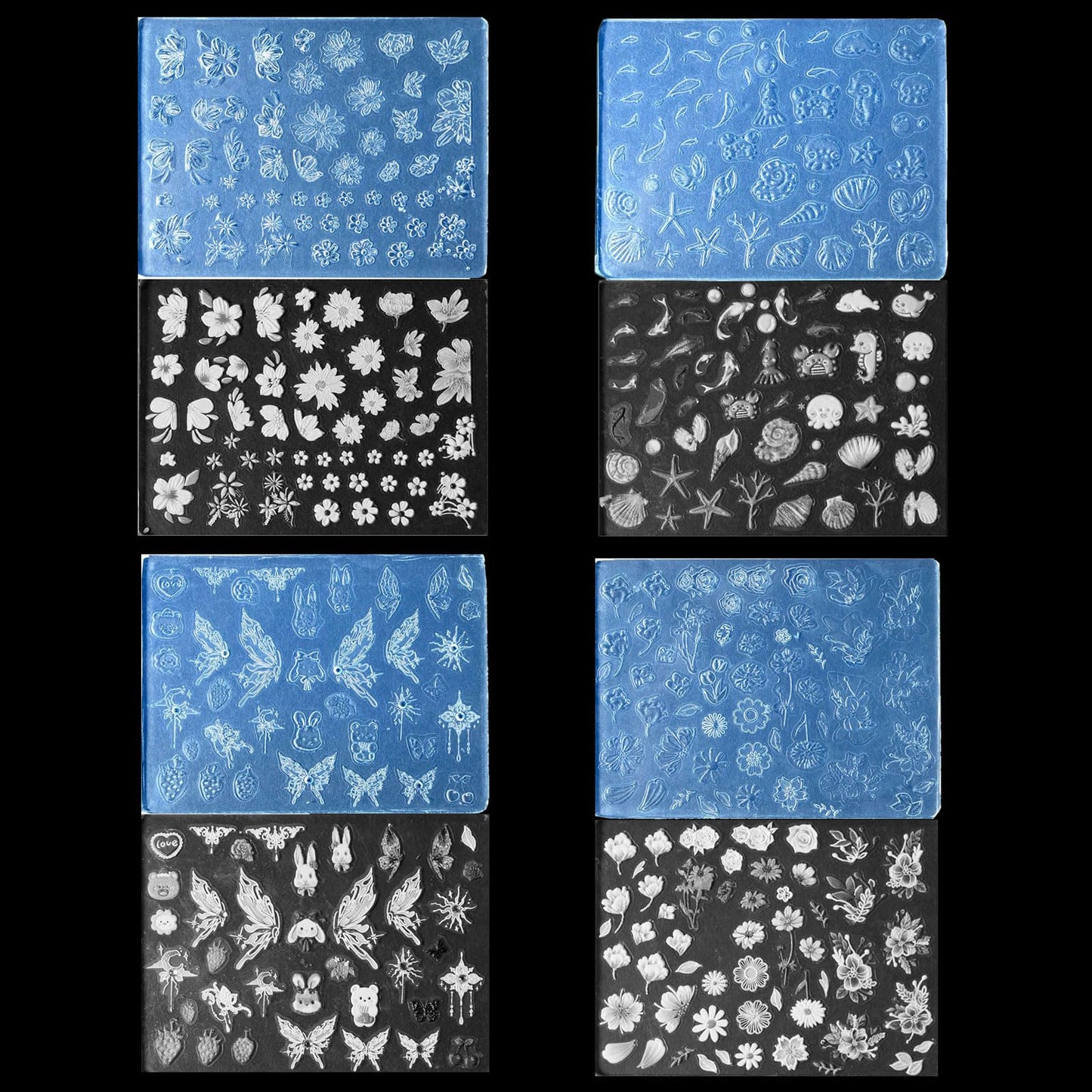 Nail Art Silicone Mold Beautiful 3D Nail Embossed Stencils Molds Epoxy Resin Mold DIY Crafts Party Home Decor BST220