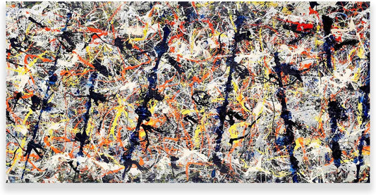 Yimissrui Jackson Pollock Canvas Wall Art - Blue Poles Abstraction Prints Poster - Surrealism Oil Painting Home Decor for Livingroom Office Bedroom Room Aesthetic Unframed (12x24in/30x60cm), Brights WN420
