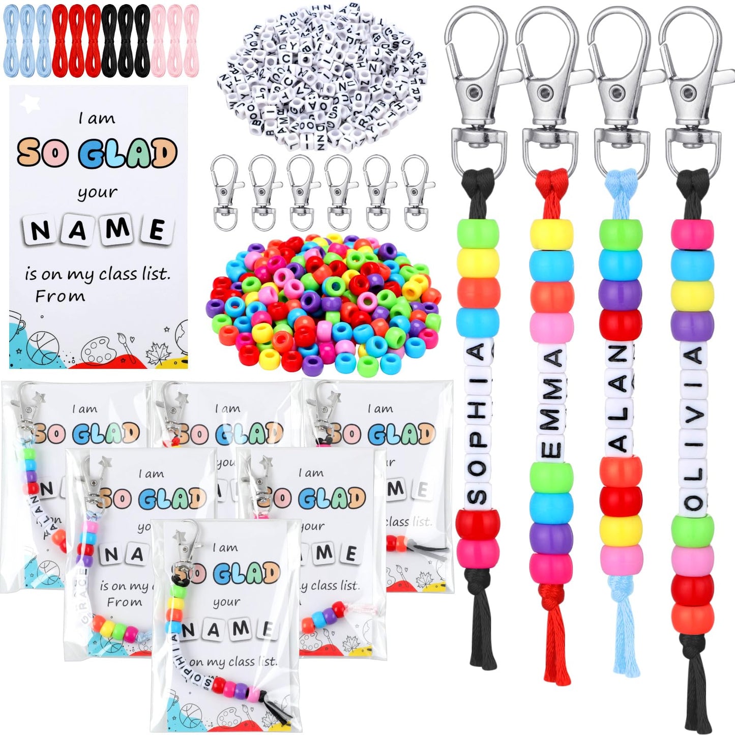 Suncalla 984 Pcs 24 Set Dinosaur Nugget Keychain Making Kit DIY Valentine's Key Chain Crafts Bead Adjustable Letter Beads Cards Strings Kit Gift Backpack Accessories Party Favors(Cute Color) WN420