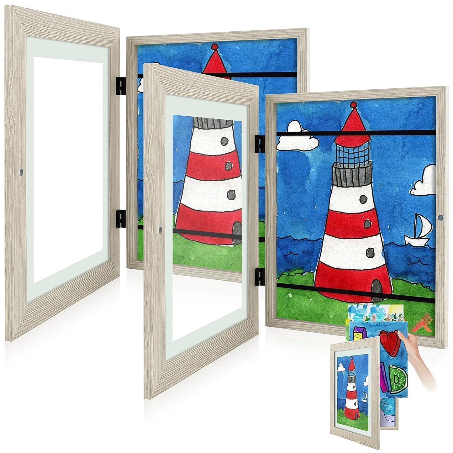 Golden State Art, 8.5x11 Kids Art Frames, Front-Opening Picture Frame Great for Kids Drawings, Artworks, Children Art Projects, Schoolwork, Home or Office (Walnut, Set of 2) BST220
