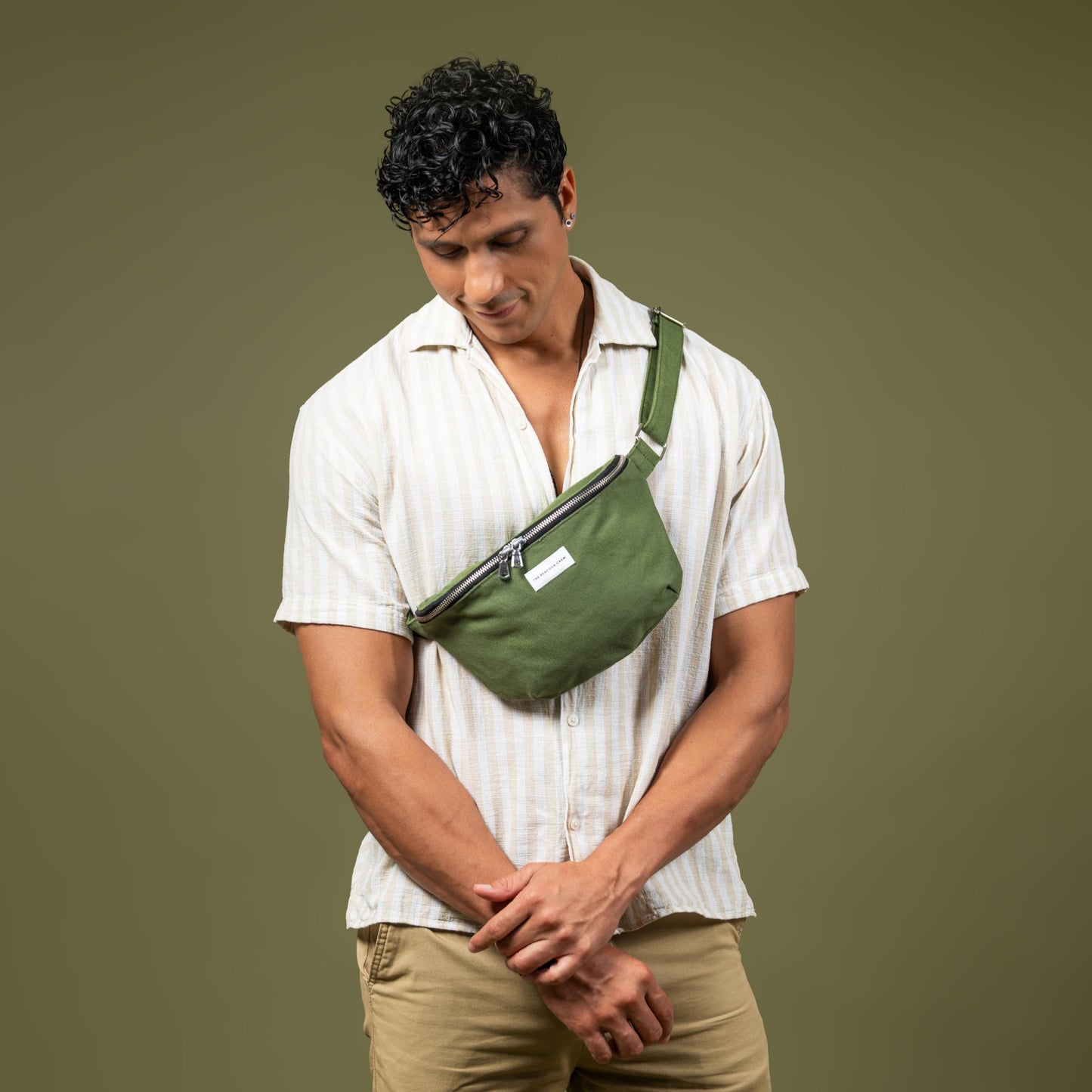 The Peacock Crew Spacious Leopard Print Crossbody Belt Bag in Cotton Canvas – Lightweight Comfortable & Elegant Sling Pouch Travel Safe Design & Daily Use – Dual Zippers Fanny Pack for Men & Women BST220