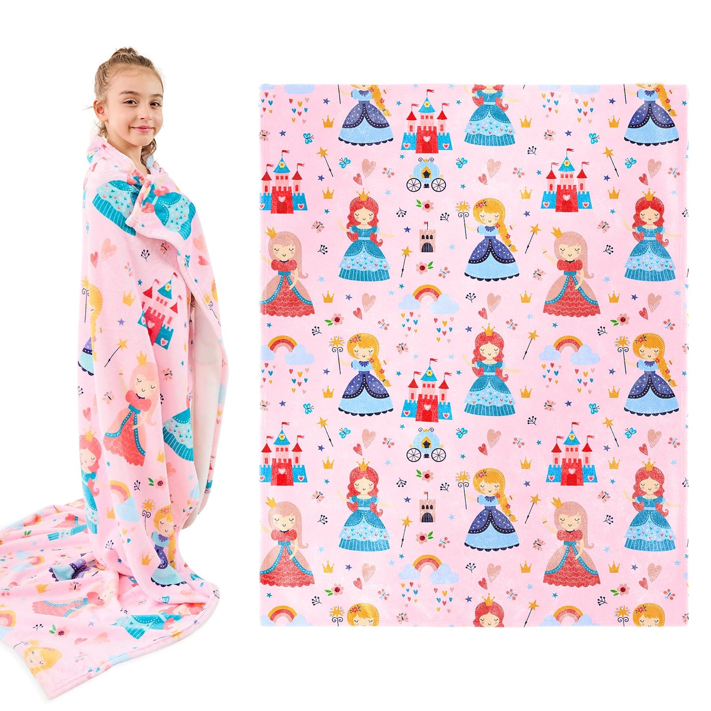 Wajade Unicorn Gifts for Girls - Glow in The Dark Unicorn Blanket Birthday Christmas Decor for Kids Age 3 4 5 6 7 8 9 10 11 12 Years Old Teens Child Toddler Throw Violet 60"x80" BST202
