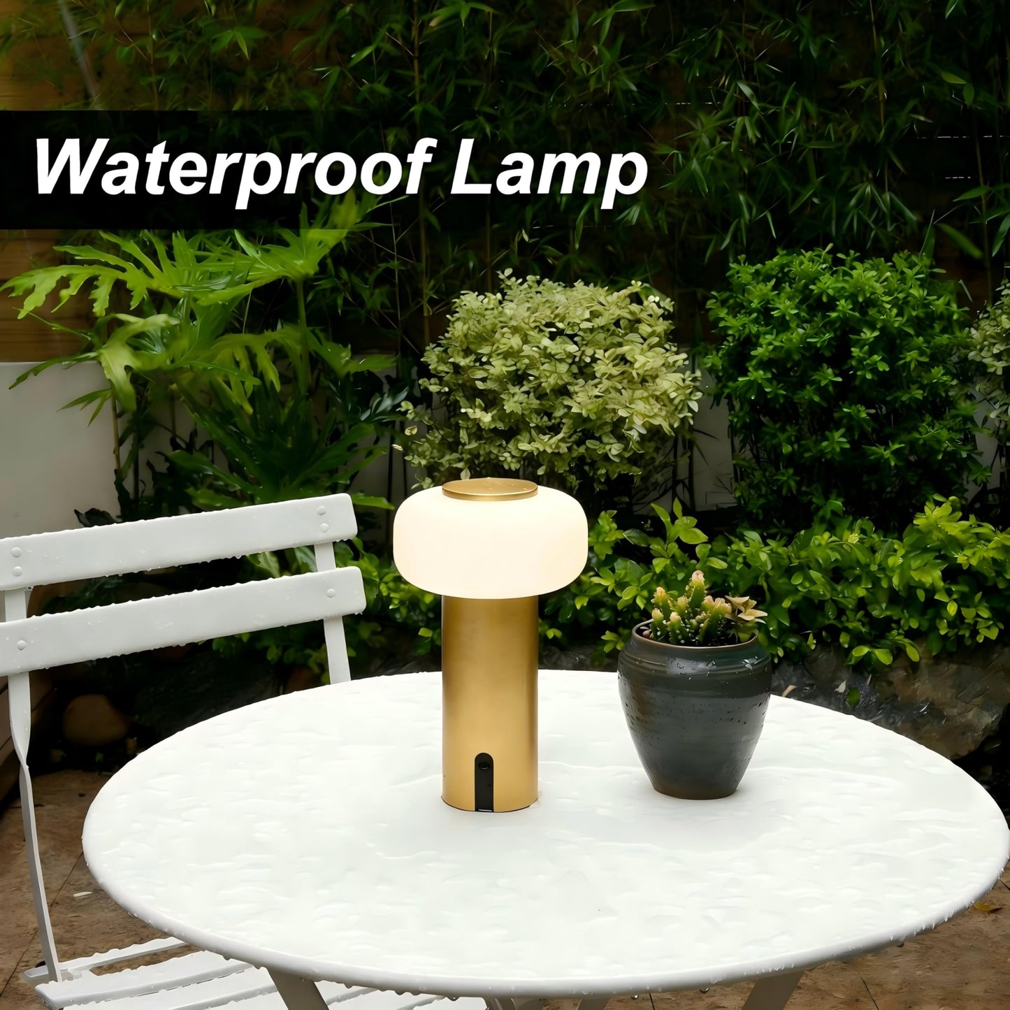 WEILAILUX Small Cordless Table Lamp Rechargeable, Portable Battery Operated Lamp with USB Charging, Touch Dimmable Night Light for Bedroom/Patio/Dinning/Outdoor/Camping (Gold)