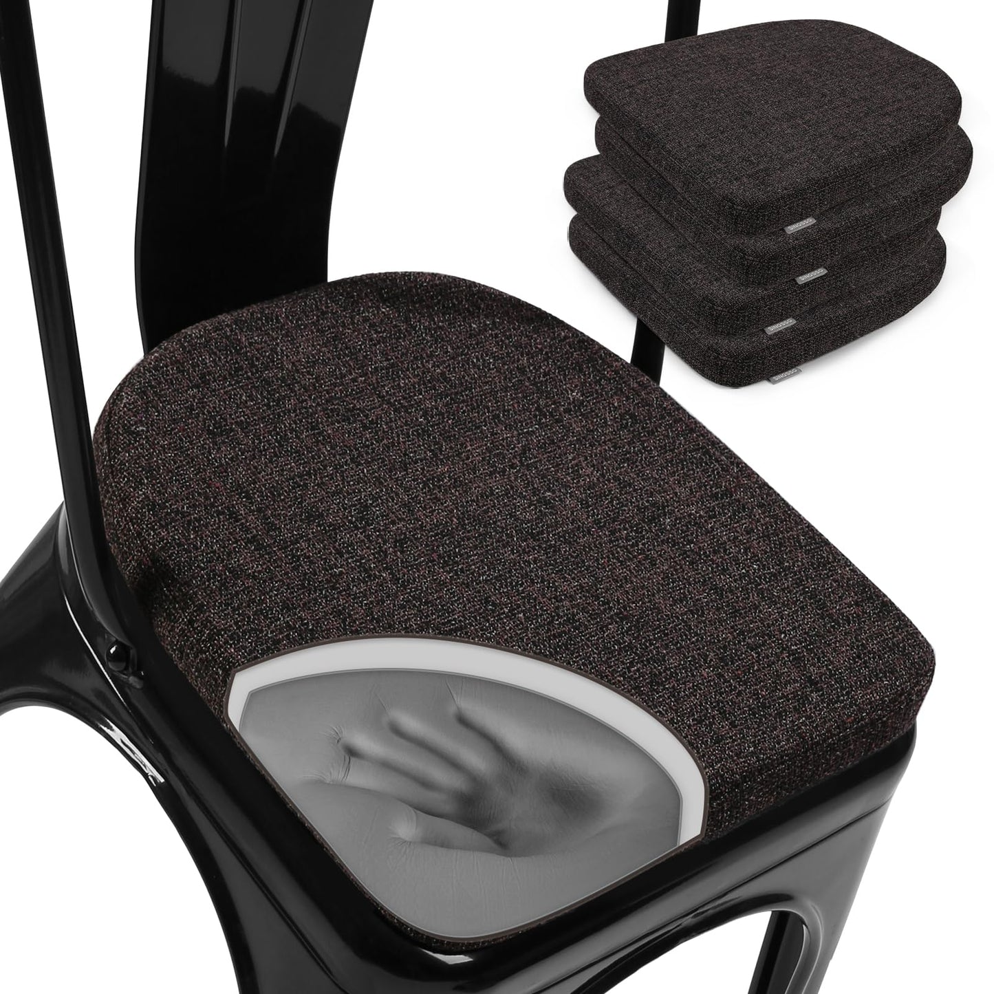 SINOSSO Memory Foam Bar Stool Cushions 4 Pcs, Modern Interwoven Style Magnetic Small Chair Pads Use for Cafe Bistro Stackable Metal Stool (Square, Red, 4) BST220